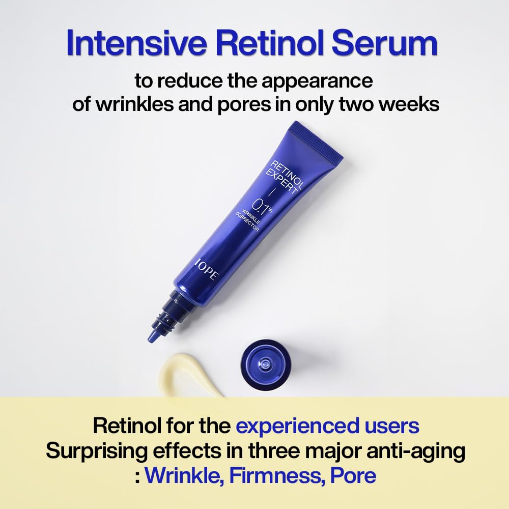 Iope Retinol Expert 0.1% - Anti-Aging Serum With Pure Retinol, Reduce Wrinkles & Fine Lines, Pore Refining, Ideal For Retinol-Ex