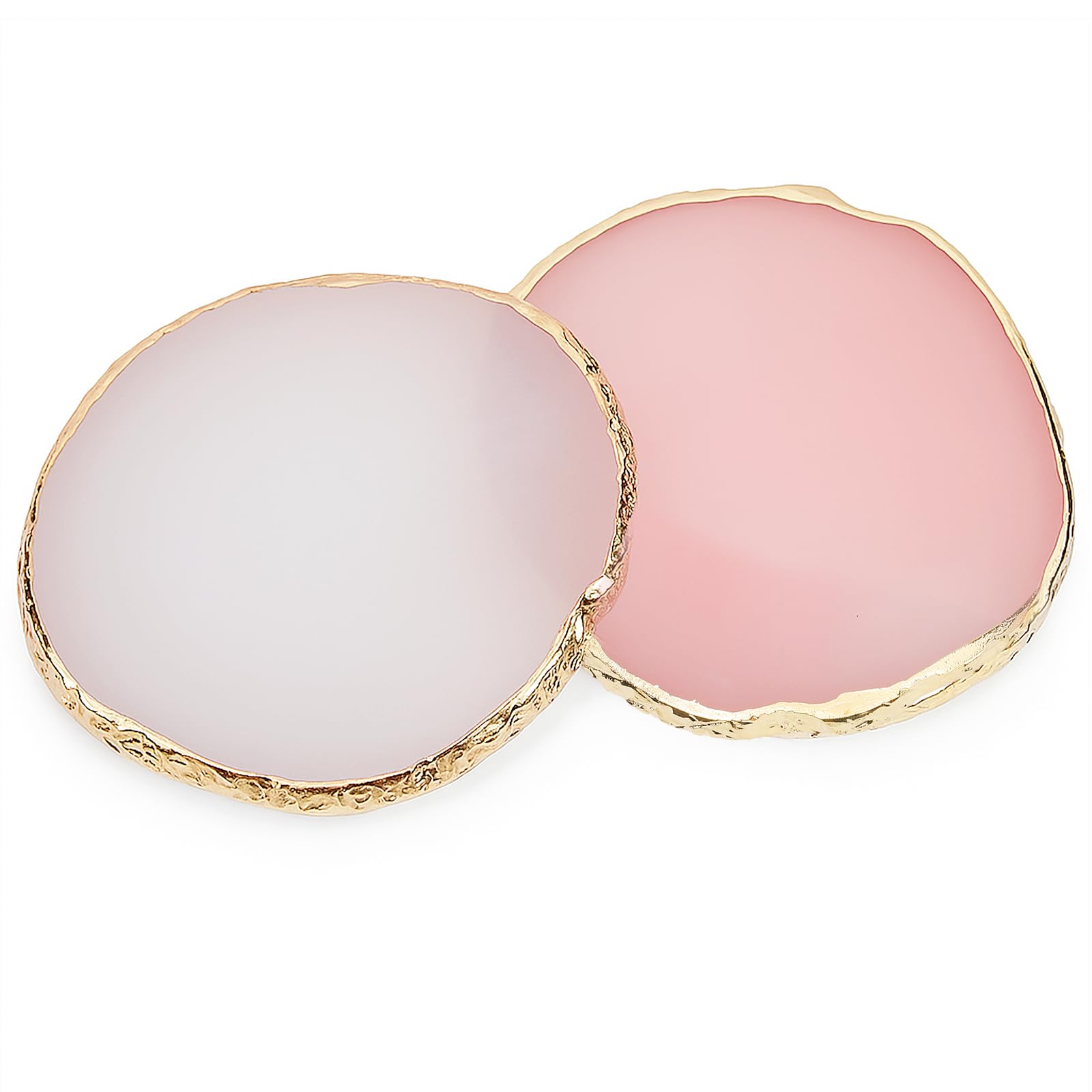 Pengxiaomei 2 Pcs Resin Pink Nail Art Palette, Nails Polish Palette Nail Art Tools Gold Edge Nails Art Display Board