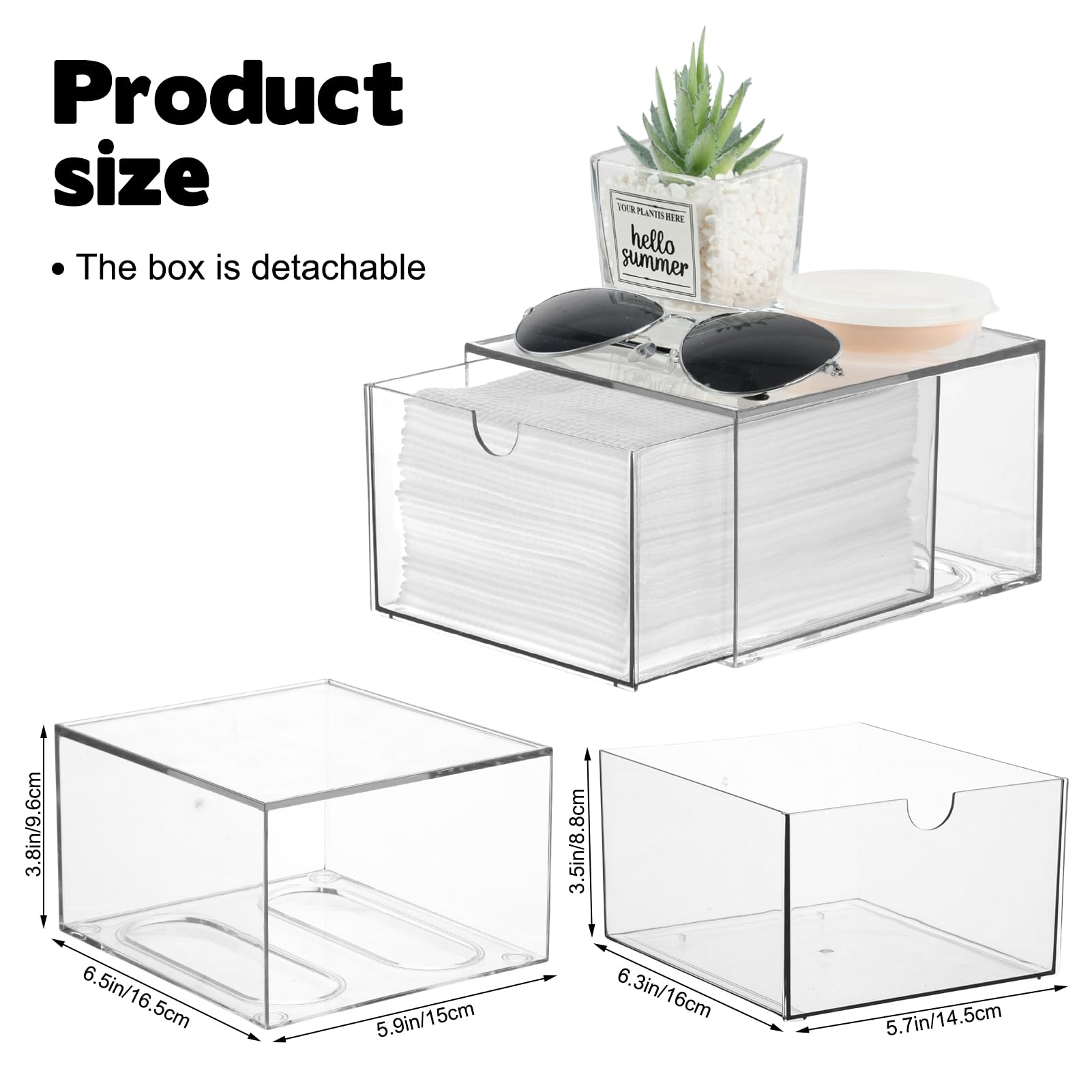 Disposable Face Towel Holder, Plastic Face Towels Storage Box with Drawer, Stackable Organizer for Clean Skin Club Face XL Towel