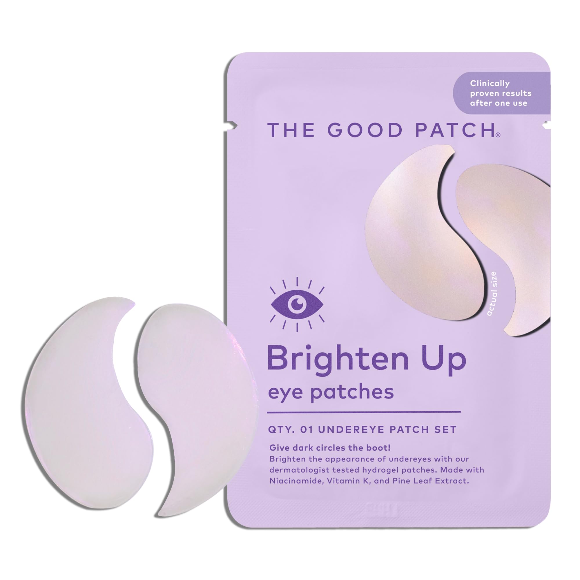 The Good Patch Brighten Up Hydrogel Under Eye Patches For Dark Circles And Puffy Eyes, Made With Niacinamide, Vitamin K, Pine Le