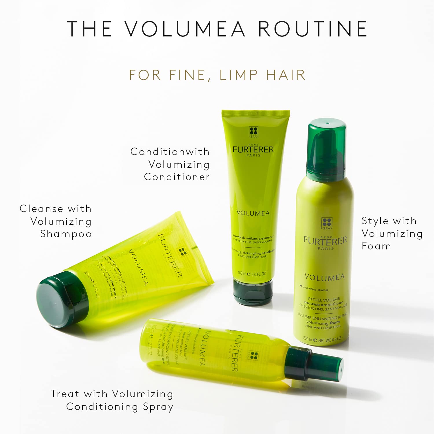 Rene Furterer Volumea Volumizing Shampoo, Fine Limp Hair, Thickening, Volume Enhancing, Pump, 20.2 Oz.