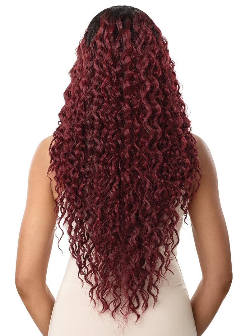 Outre Lace Front Deluxe Wig - Marcella Synthetic Hair, DR4/BL Golden Honey