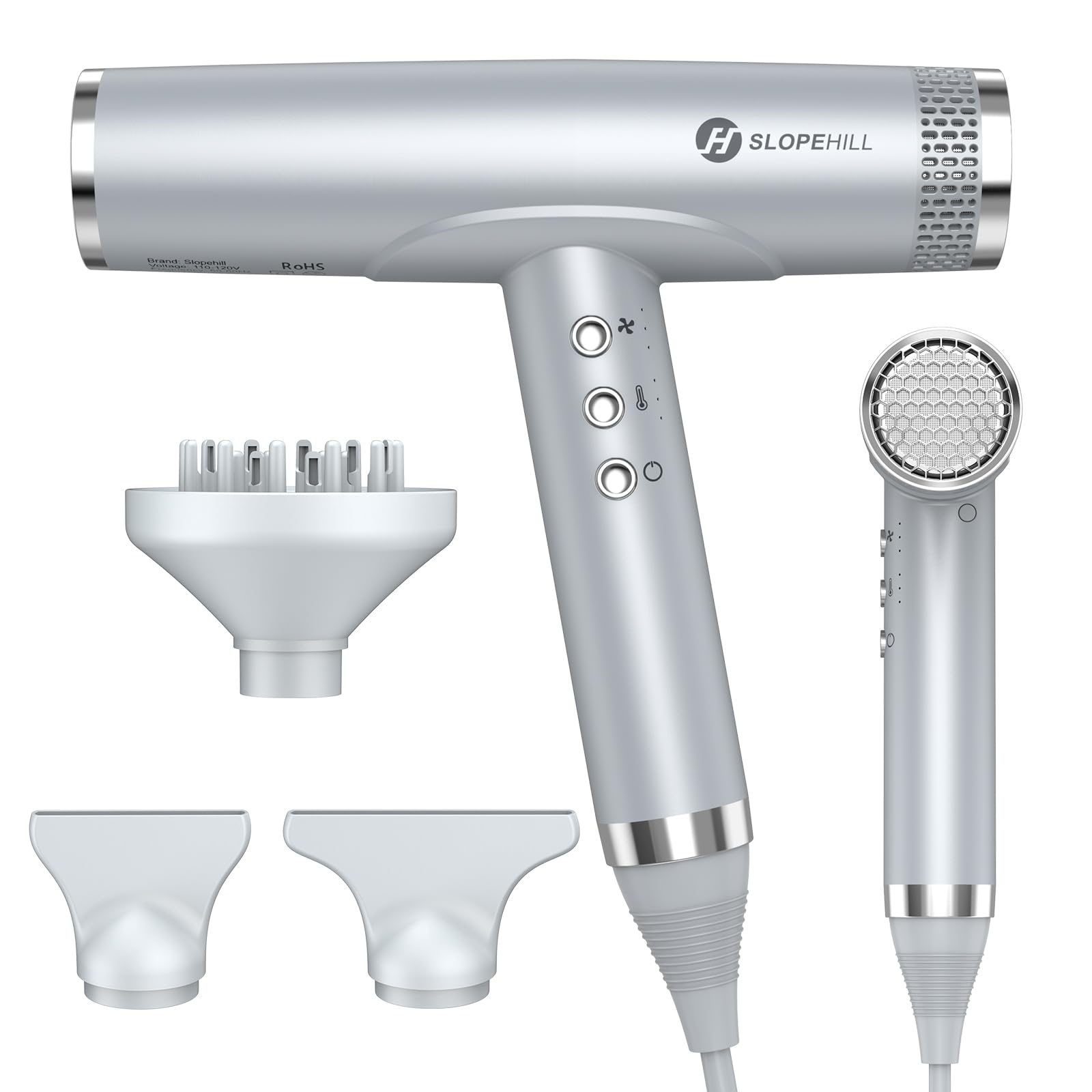 Slopehill Hair Dryer - Professional Ionic Hairdryer, High-Speed Blow Dryer For Fast Drying, Home & Salon & Travel, Low Noise, Li