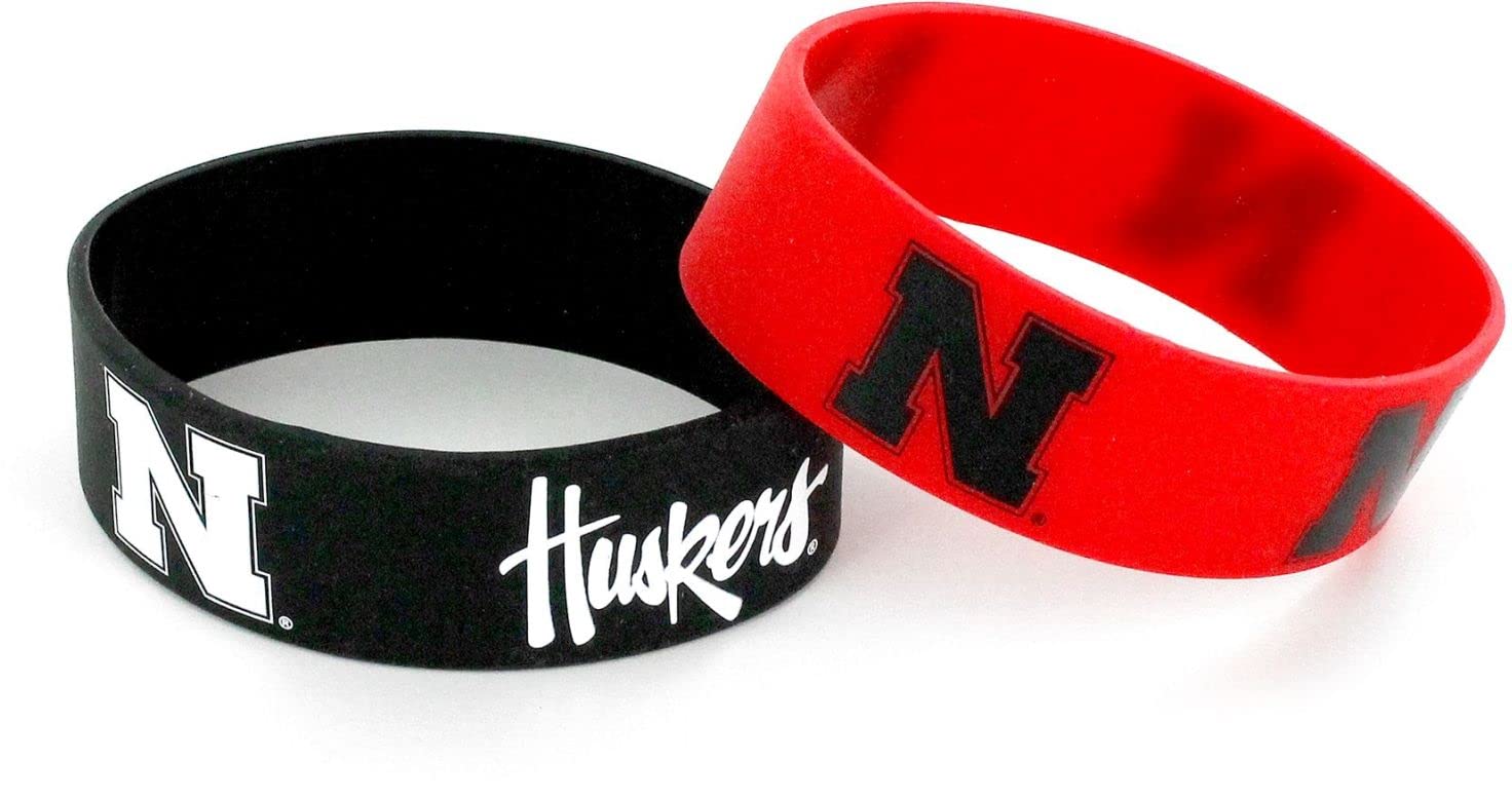 NCAA Nebraska Cornhuskers Silicone Rubber Bracelet, 2-Pack