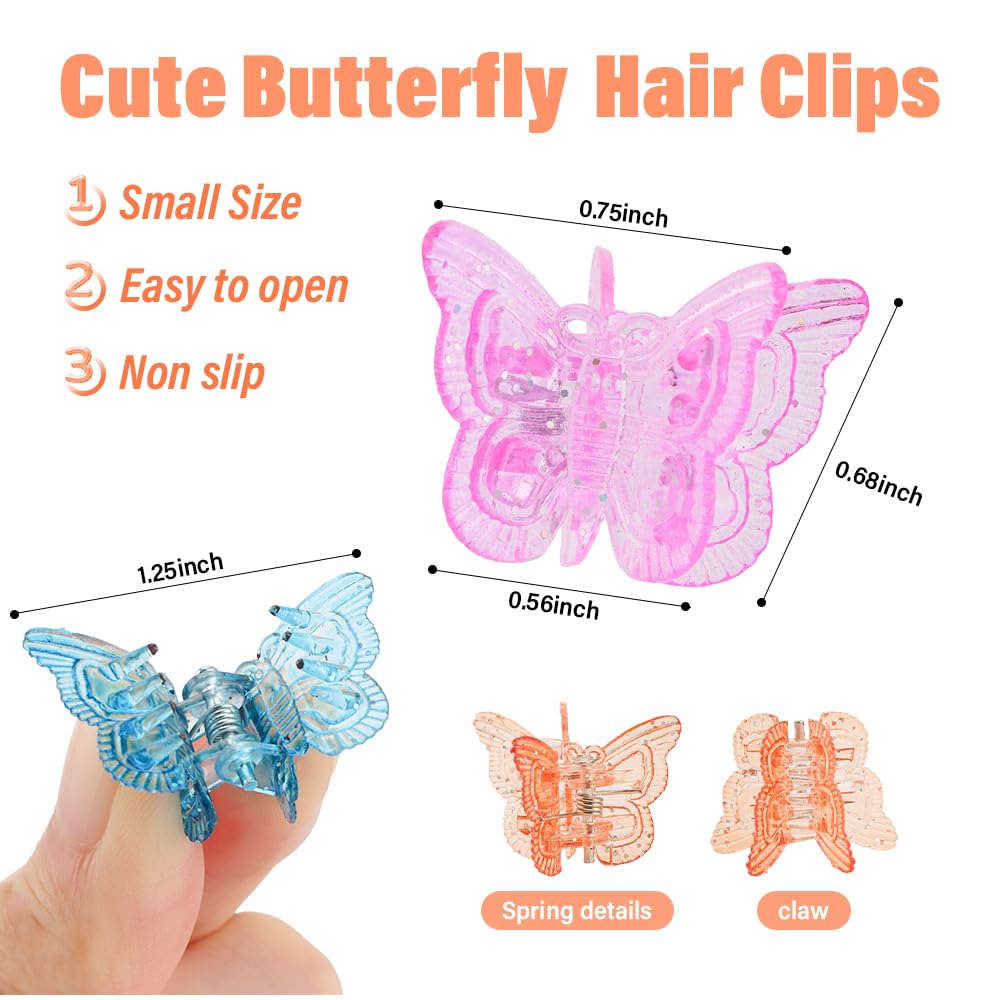 Ahoney 60PCS Mini Butterfly Hair Clips for Hair with Box Glitter 90s Y2k Hair Accessories for Girls Women 10
