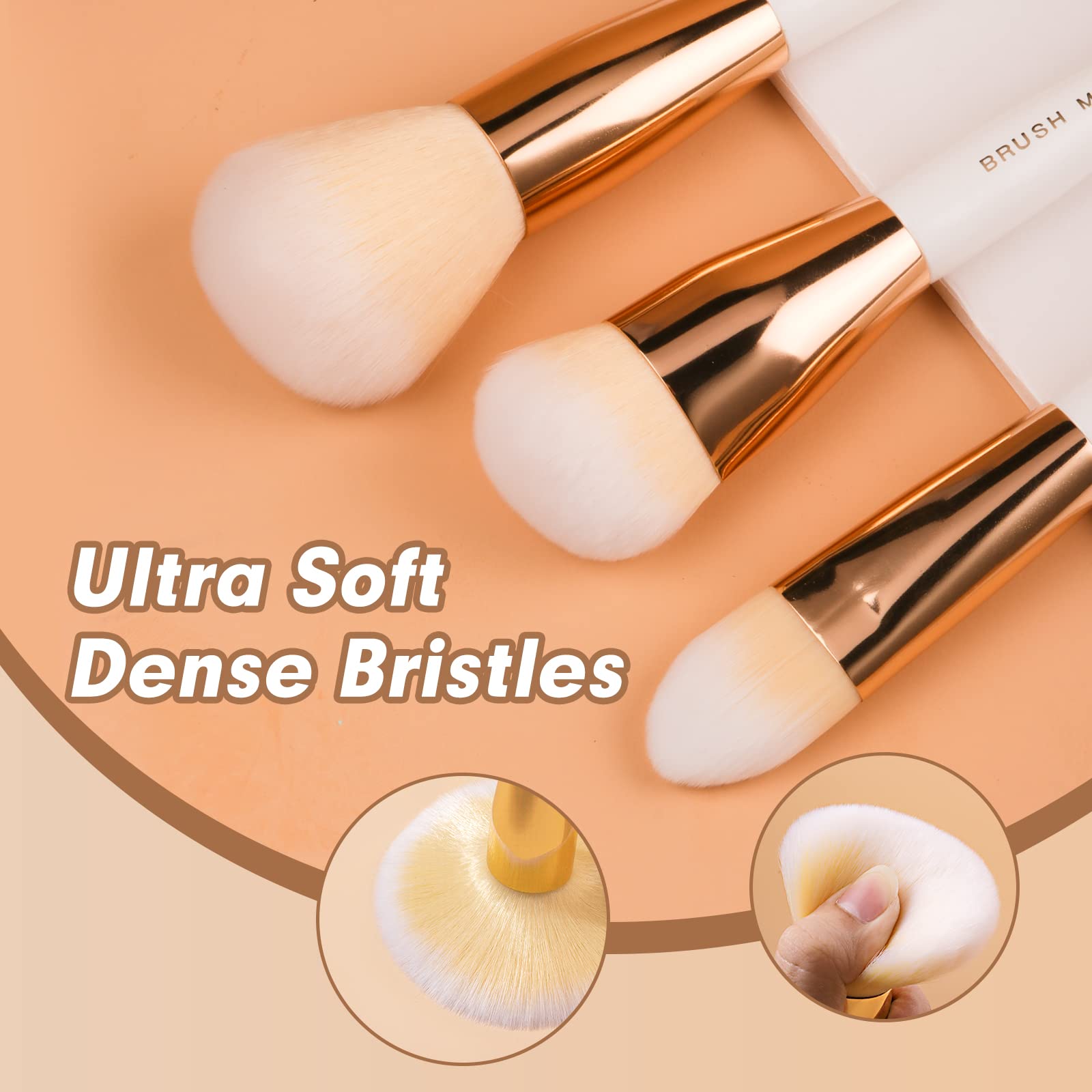 Brush Master 10Pcs Makeup Brushes Set Professional Kabuki Foundation Eyeshadow Blush Blending Lip Full Face Cosmetic Kit W/Makeu