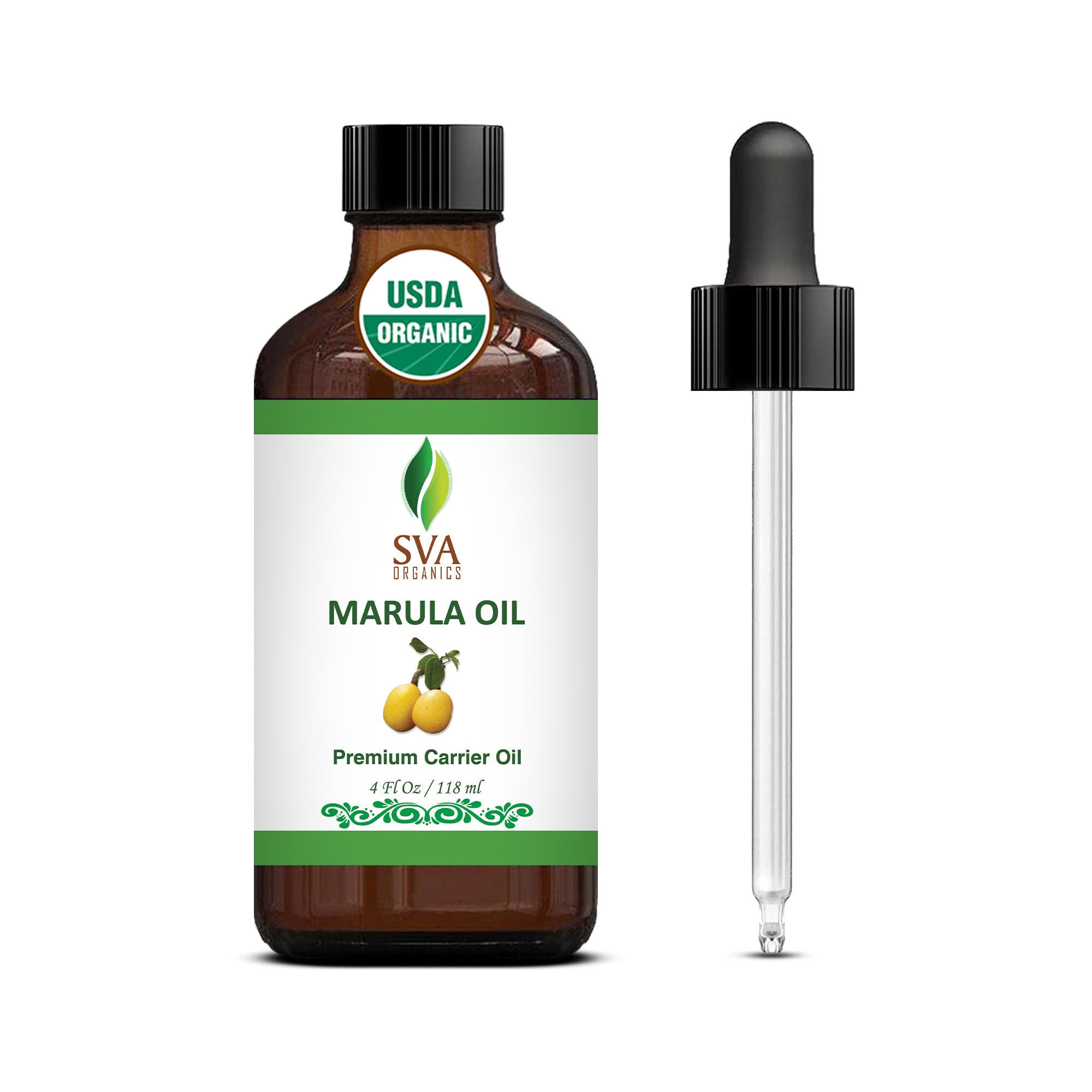 SVA Marula Seed Oil Organic - 4 Fl Oz - 100% Natural Cold Pressed Organic Marula Oil - for Face, Skin Care, Hair Care, Scalp Mas