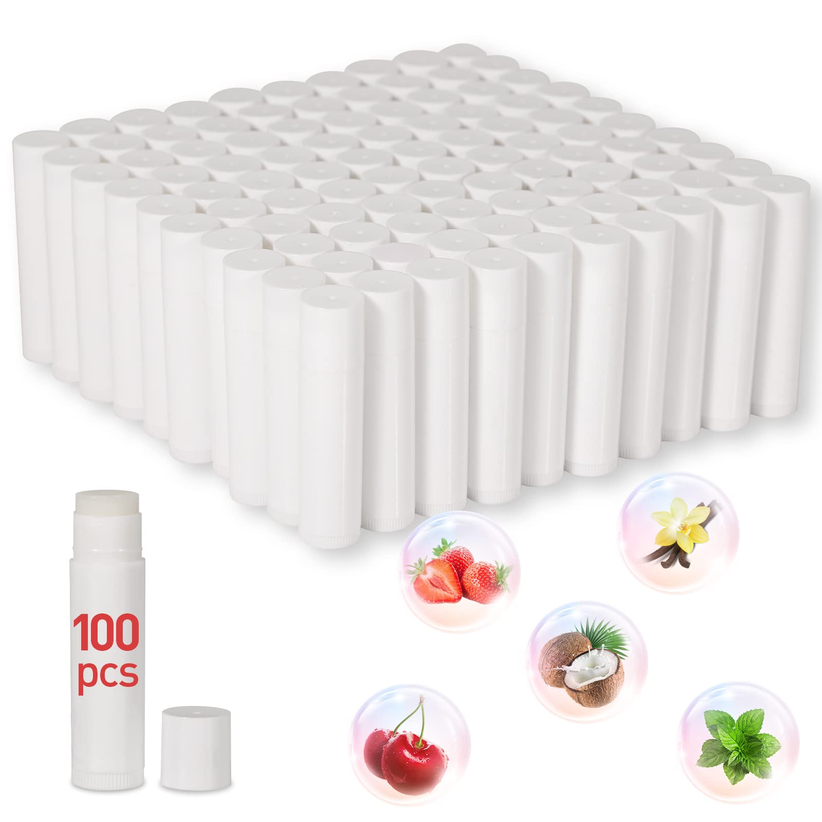 Dmsky 100 Pack Lip Balm Unlabeled, Natural Lip Balm Bulk Blank Tube, Lip Balm For Party Favors And Gift Basket Filling, Wedding
