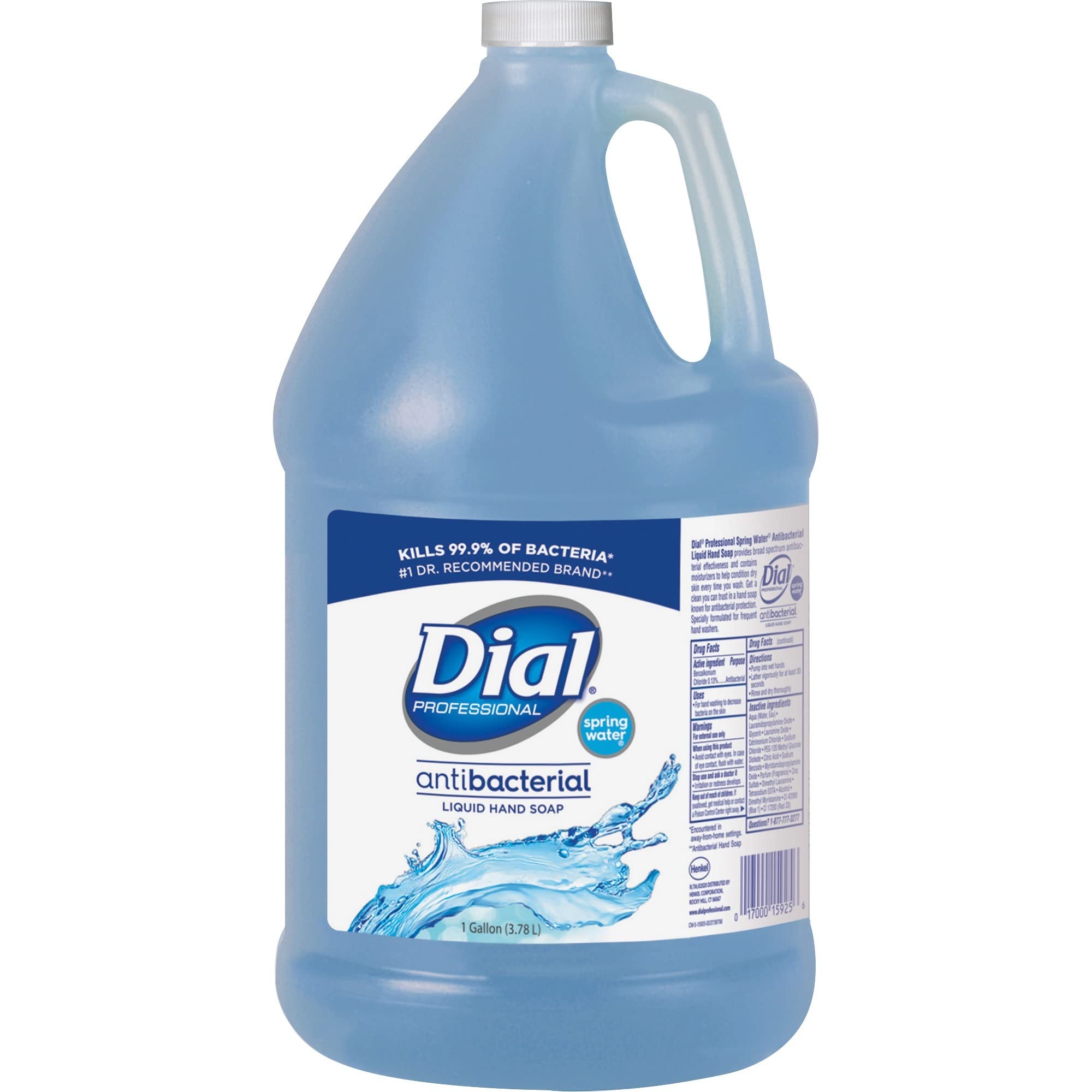 Dial 15926Ea Antibacterial Liquid Hand Soap, Spring Water Scent, 1 Gal Bottle