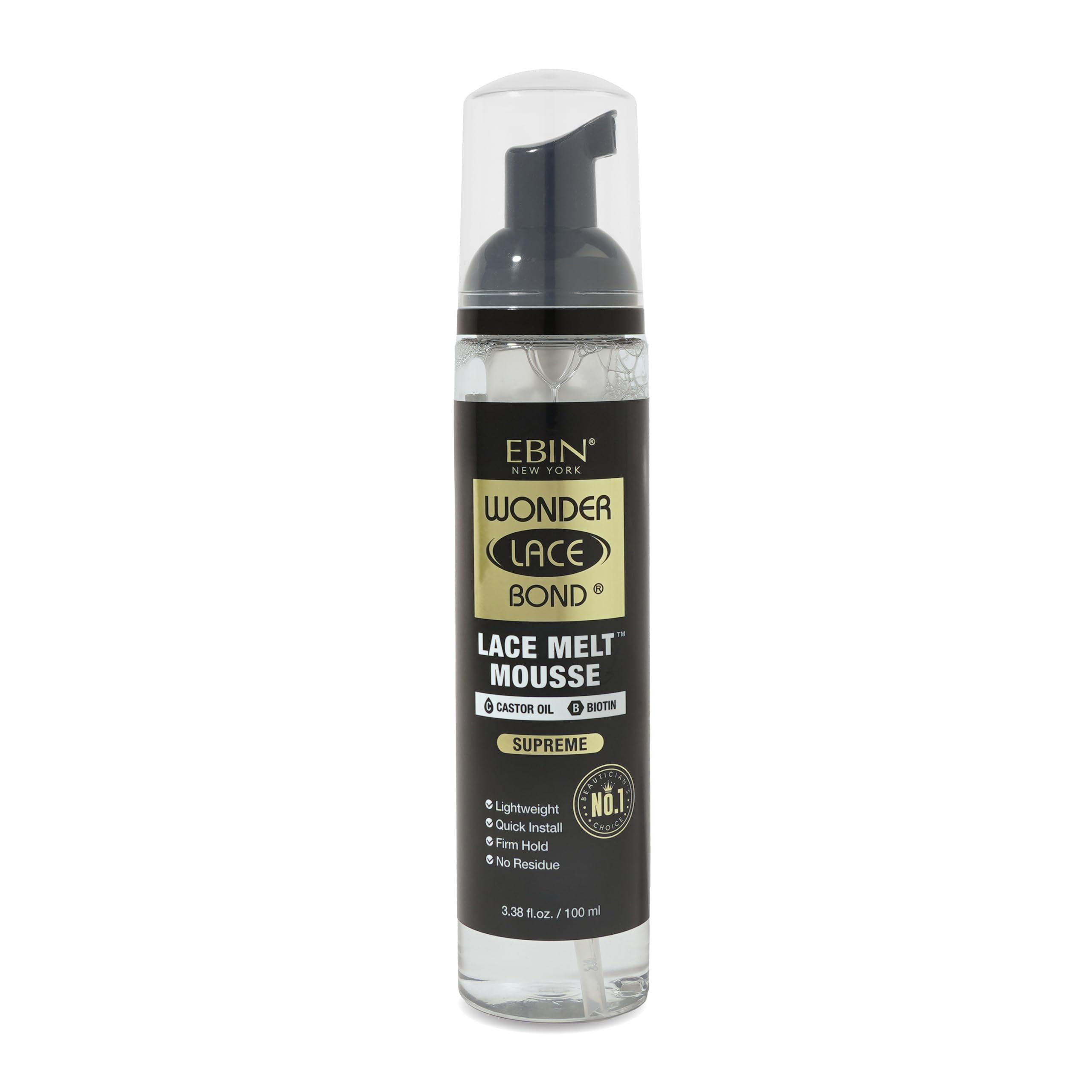 Wonder Lace Bond Lace Melt Mousse 3.38oz/ 100ml  Extreme Firm Hold (Supreme) | Biotin + Castor Oil | No Residue, Long Lasting F