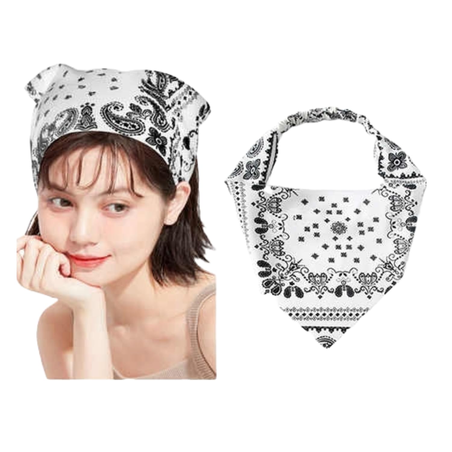 Future Tabs Yoga Headband  Bohemian Paisley Sports Sweatband For Women  White