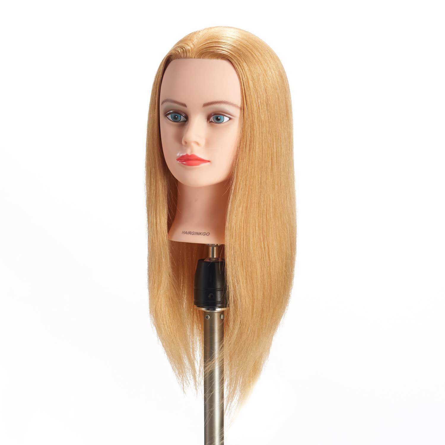 Hairginkgo Mannequin Head 20''-22'' 100% Human Hair Manikin Head Hairdresser Training Head Cosmetology Doll Head For Styling Dye