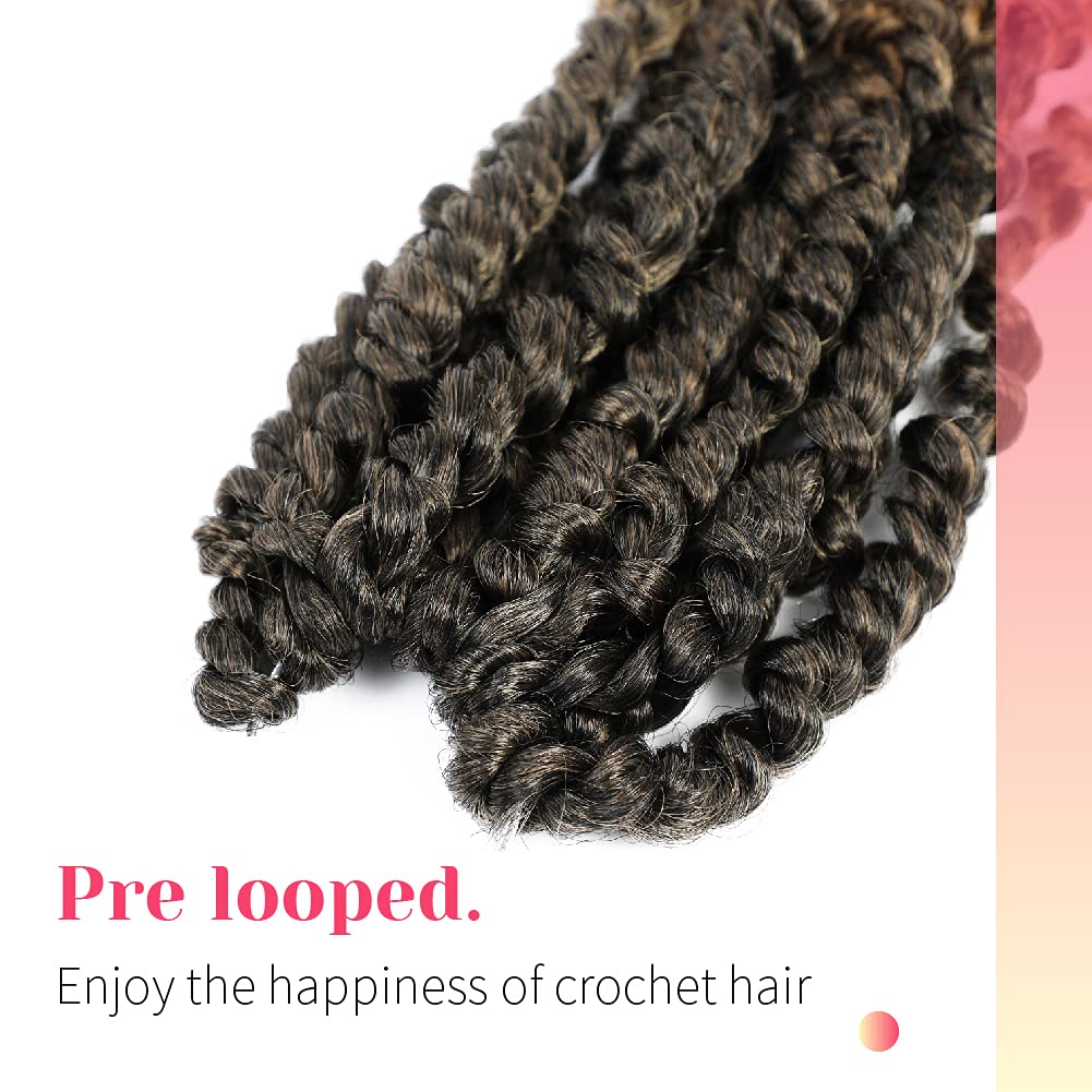 The BOHOBABE Crochet Passion Twist Hair Pretwisted 12 Inch Short Pre-looped Passion Twist Crochet Braiding Hair 8 Packs(T27)