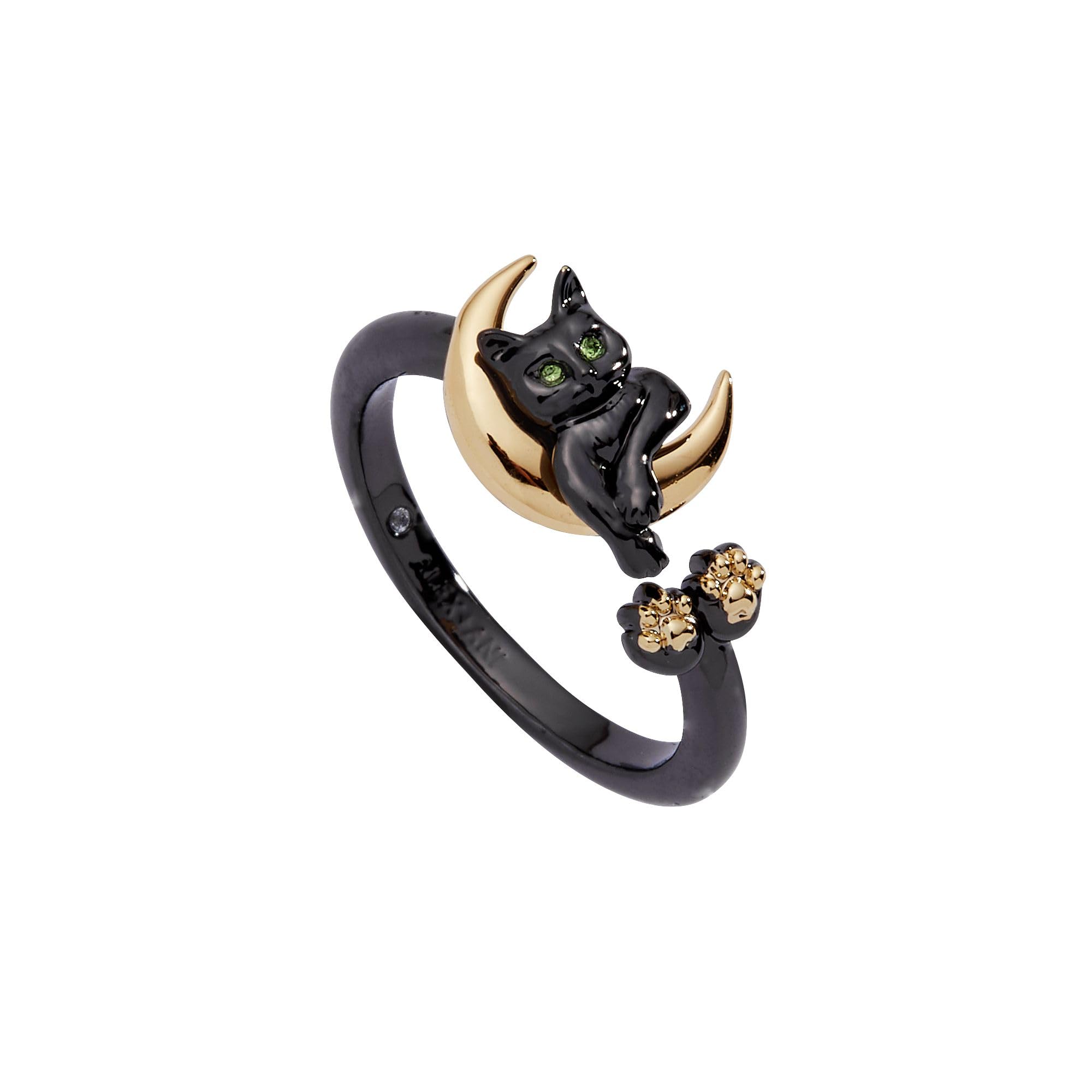 Alex and Ani Celestial Cat Open Ring - Two Tone Nickel-Free, Elegant Celestial Jewelry, Graceful Silhouette for Women, Perfect f
