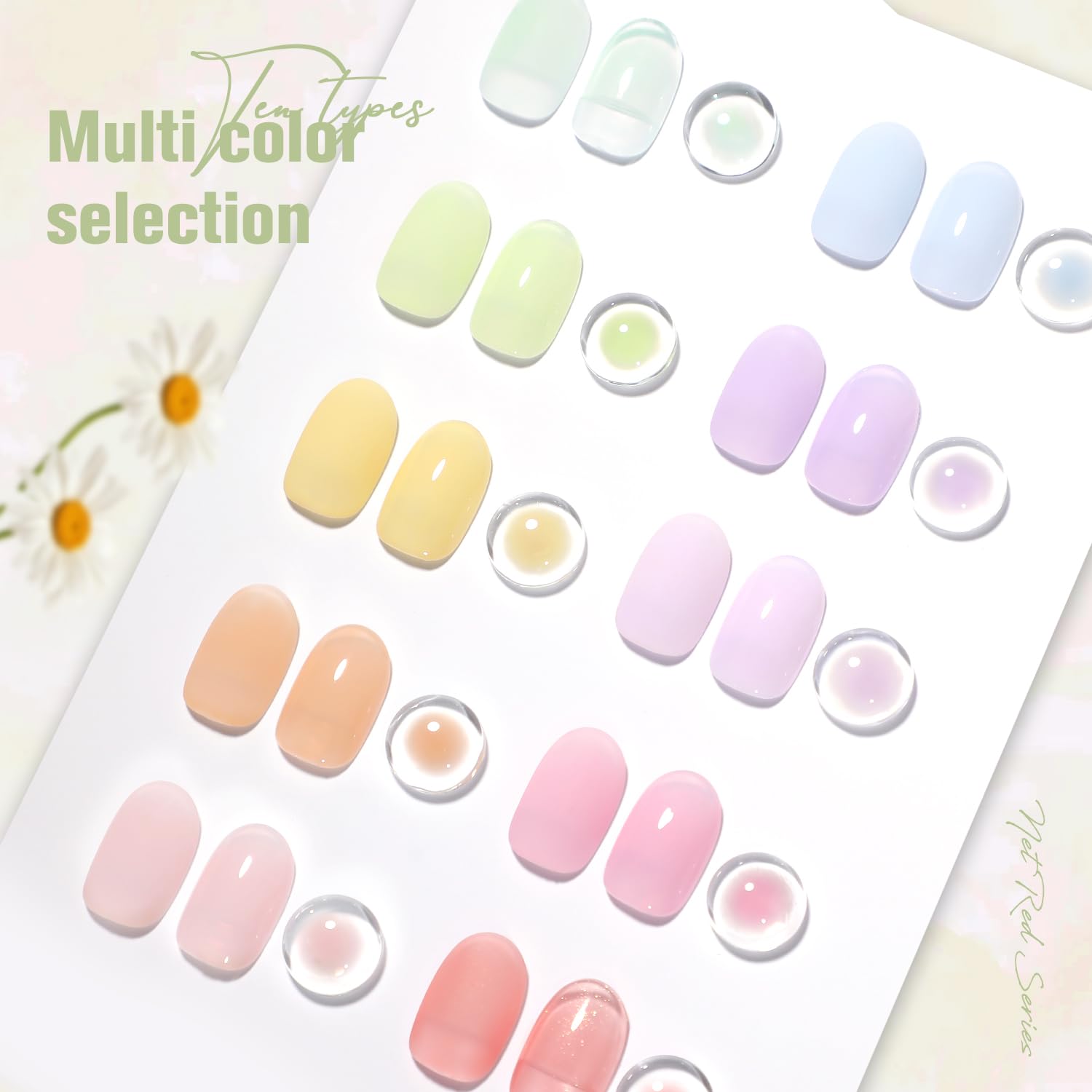 SHOYUM Jelly Pastel Gel Nail Polish Set 10Pcs Candy Colors Collection,Translucent Spring Summer nail gel polish Manicure at Home
