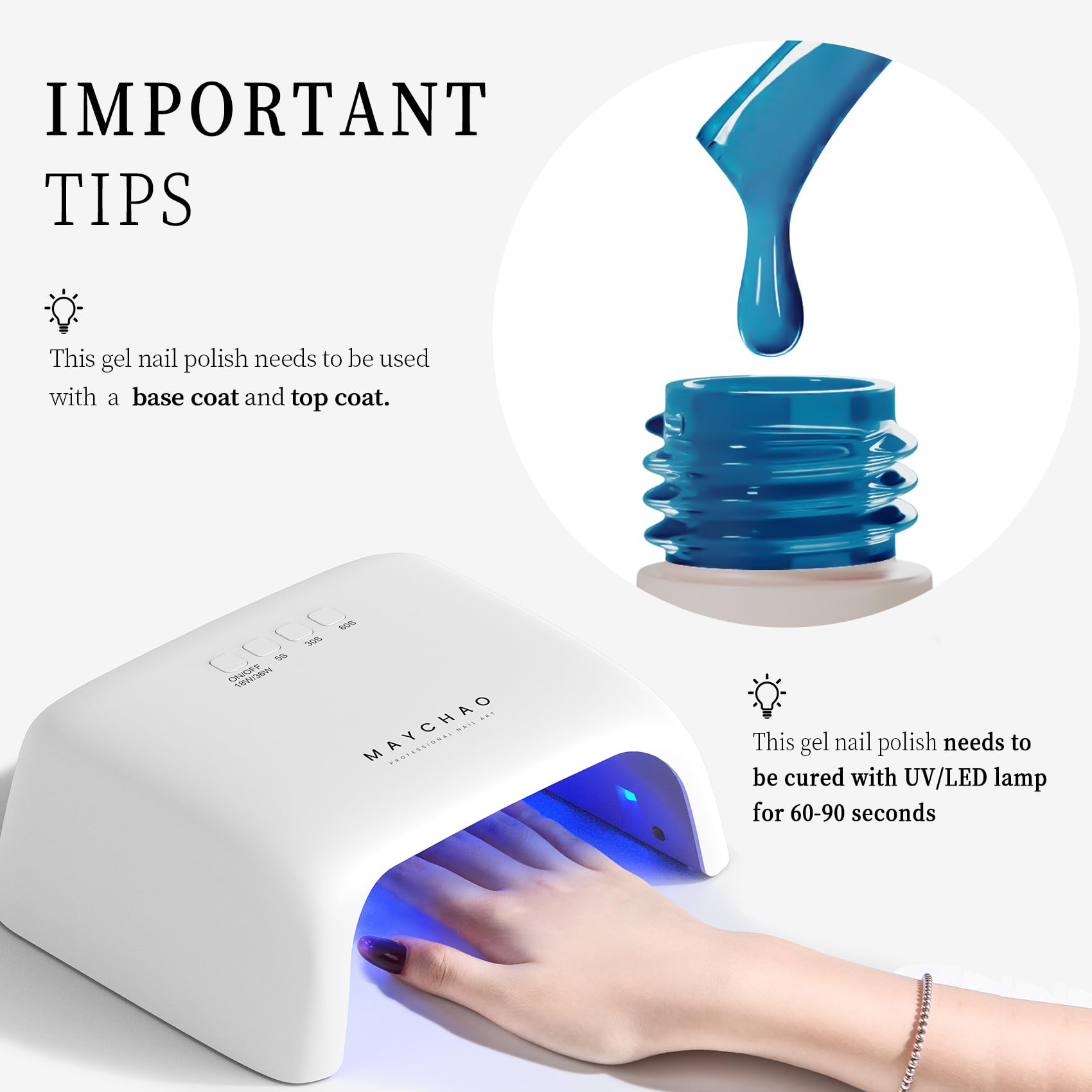 MAYCHAO Jelly Gel Nail Polish -15ML Sea Blue Jelly Gel Polish Soak Off UV LED Sheer Blue Nail Polish for DIY Manicure Home Salon