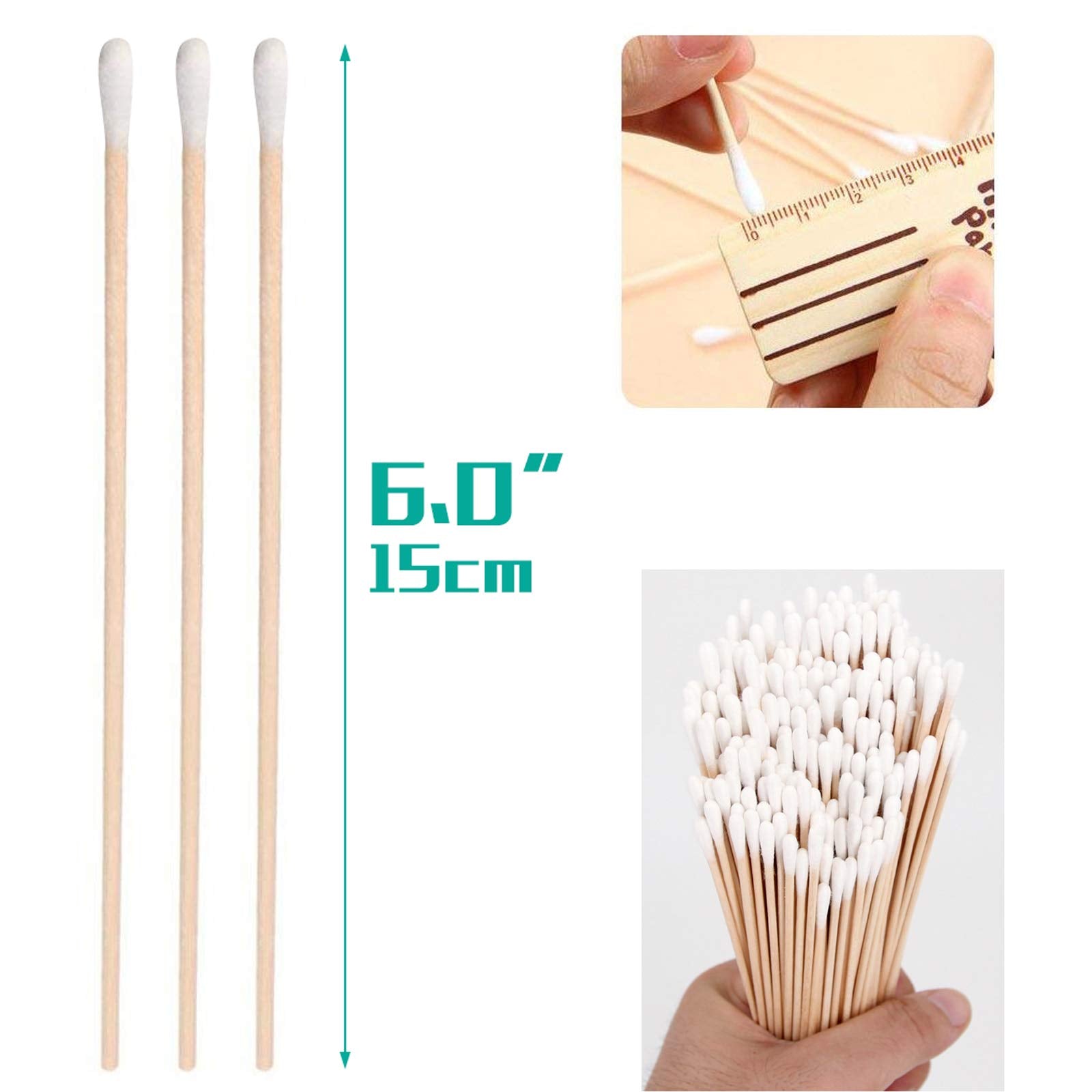 Garrelett 500Pcs Cotton Tips Swabs For Cotton Pads & Rounds, Wooden Long Makeup Eraser Stick,Sterile Baby Nail & Ear Face Cream