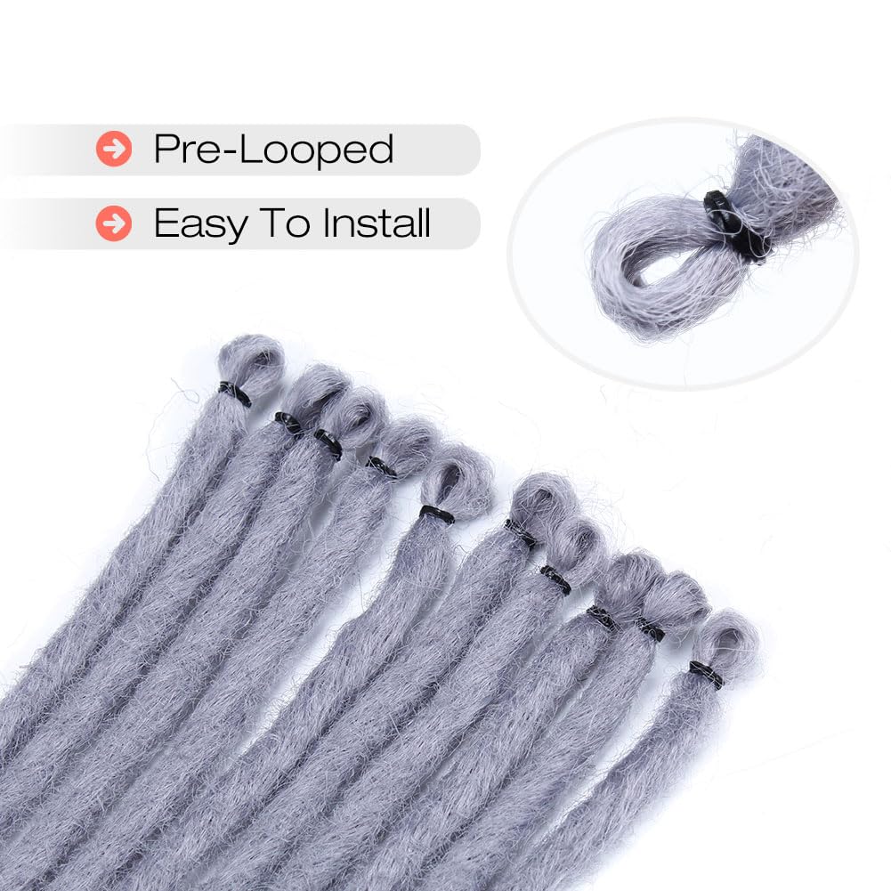 Kraler 24 Inch 40 Strands Thick Dreadlock Extensions, Se Deep Gray Crochet Dreadls Extensions Of Synthetic Hair 1Cm Width Hip Ho