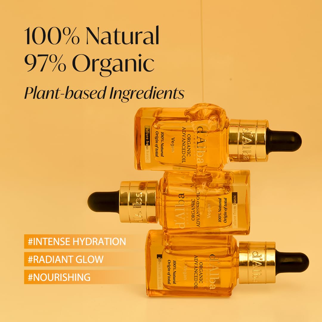 D'Alba Piedmont Organic Advanced Oil, 100% Vegan Plant-Based Ingredients, Hydrating Korean Skin Care (0.58 Oz.)