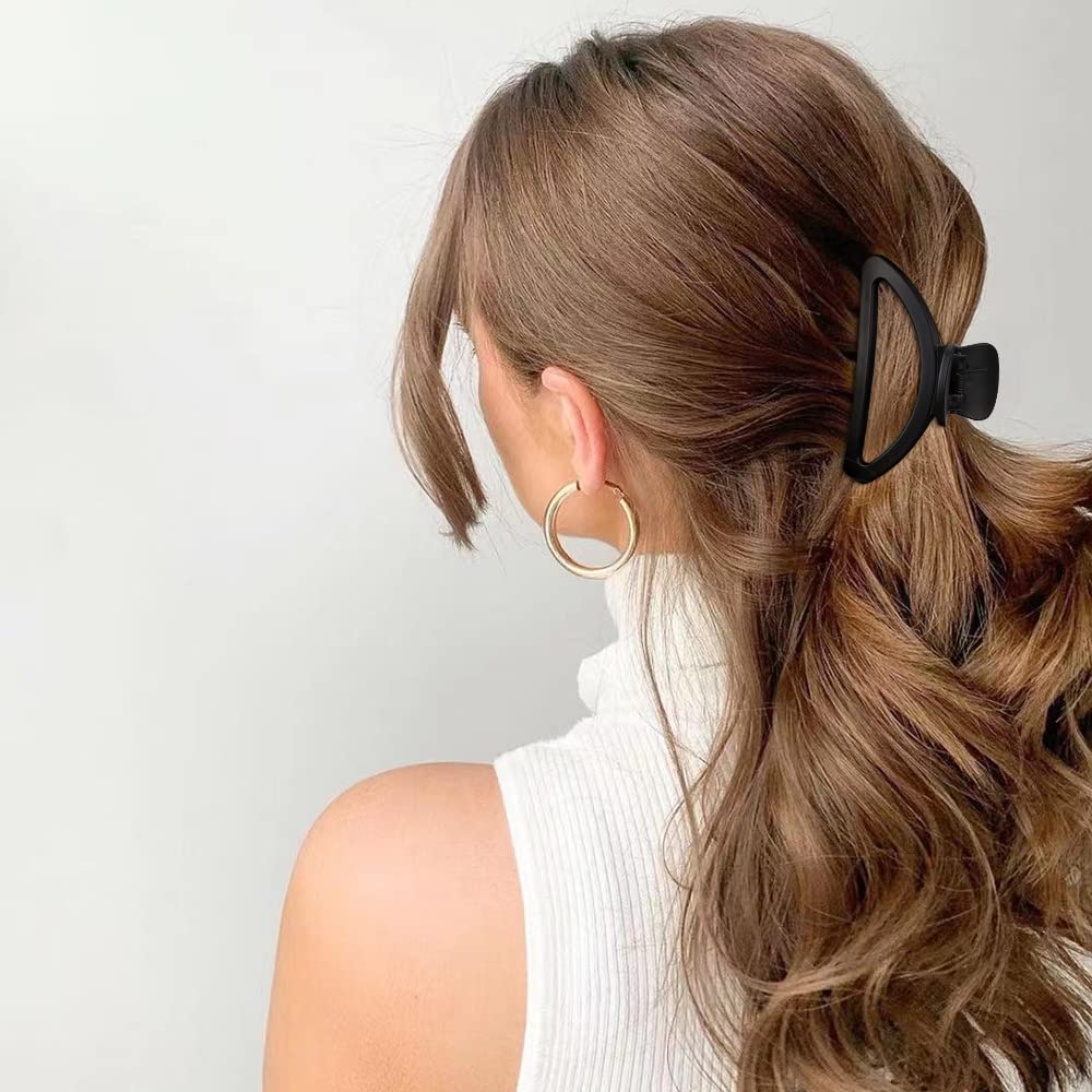 Canitor Hair Clips Set - Neutral Matte Claw Clips For Thin, Medium, And Thick Hair - Cute Semicircle Designs For Women