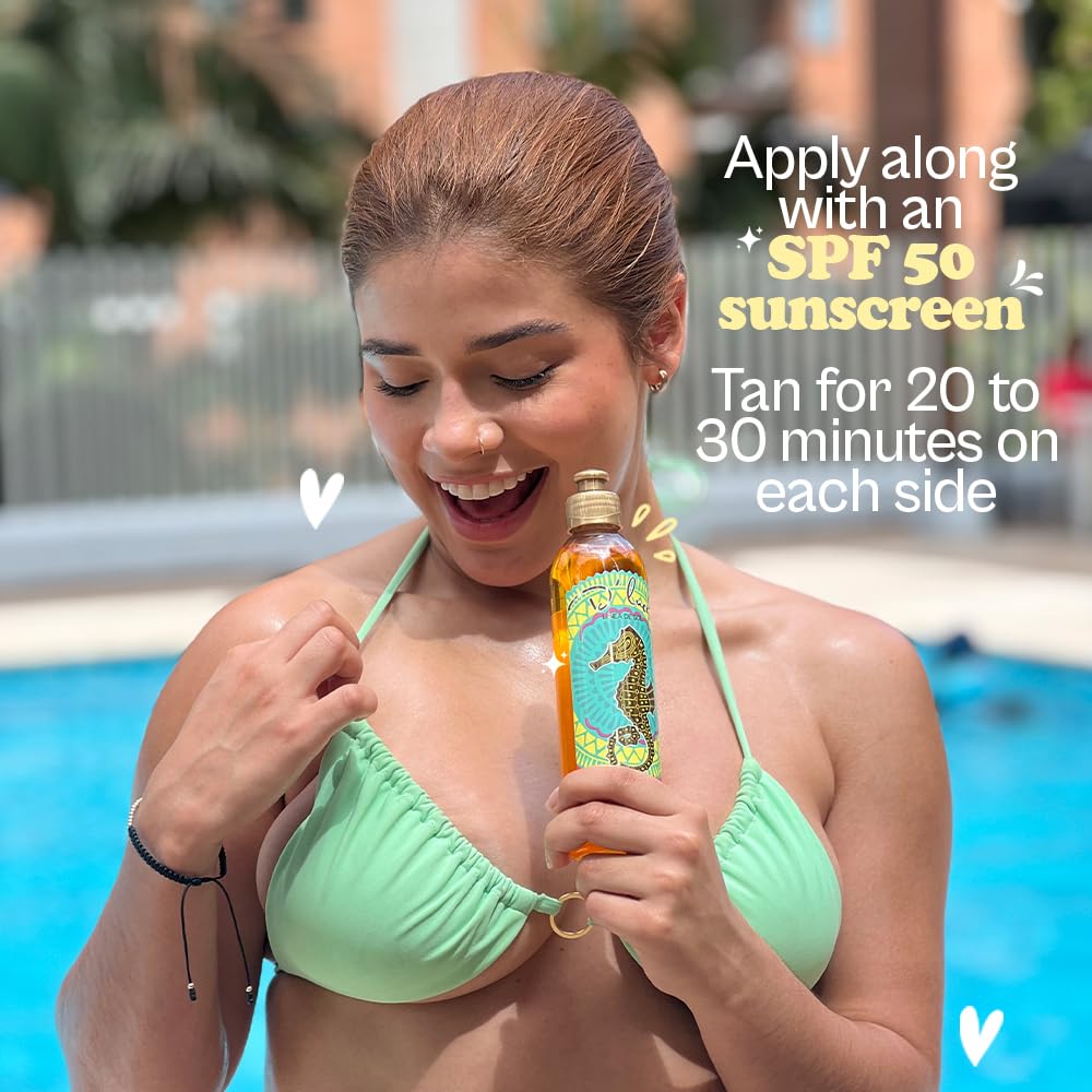 D'Luchi Carrot Tanning Oil with Cinnamon, Vitamin E & Collagen, High Natural Beta-Carotene Tanning Accelerator SPF 4 Suntan Oil,