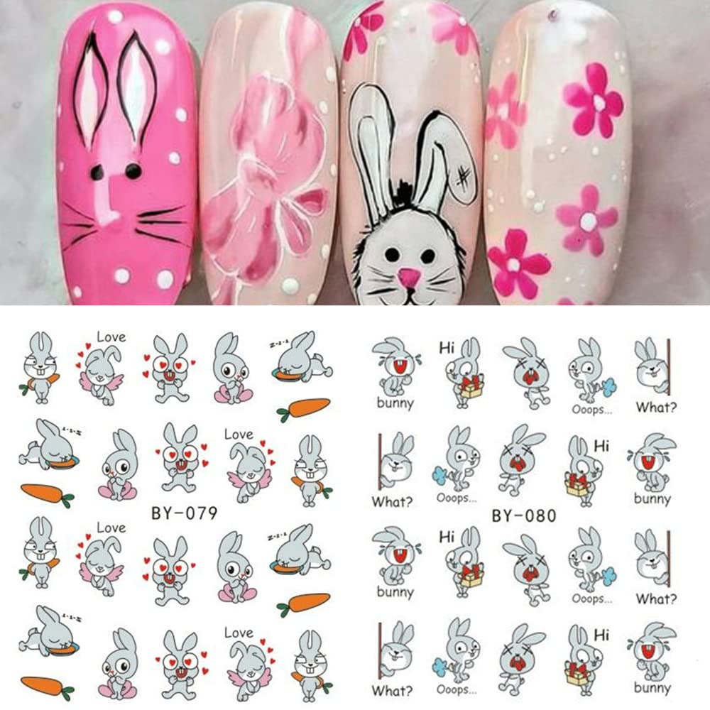Easter Nail Art Stickers Bunny Water Transfer Nail Decals Nail Art Supplies Holiday Nail Decorations Cartoon Bunny Rabbit Nail S