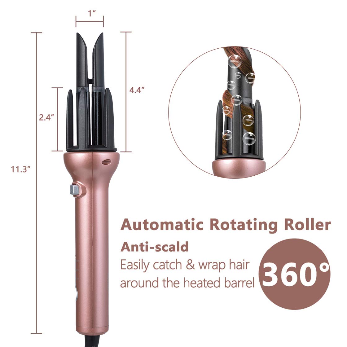 Automatic Hair Curling Iron for Long Hair Auto Curler Ceramic Self Rotating Curling Wand Spinning Spiral Curling Wand Profession