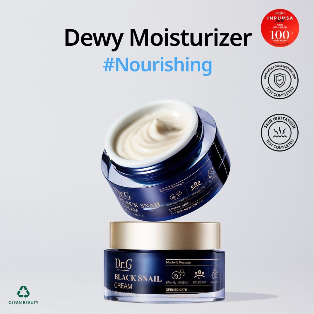 Dr.G Black Snail Cream, 50Ml - Snail Mucin Moisturizer, Snail Mucin Serum, Face Moisturizer, Facial Moisturizer Face Cream, Crem