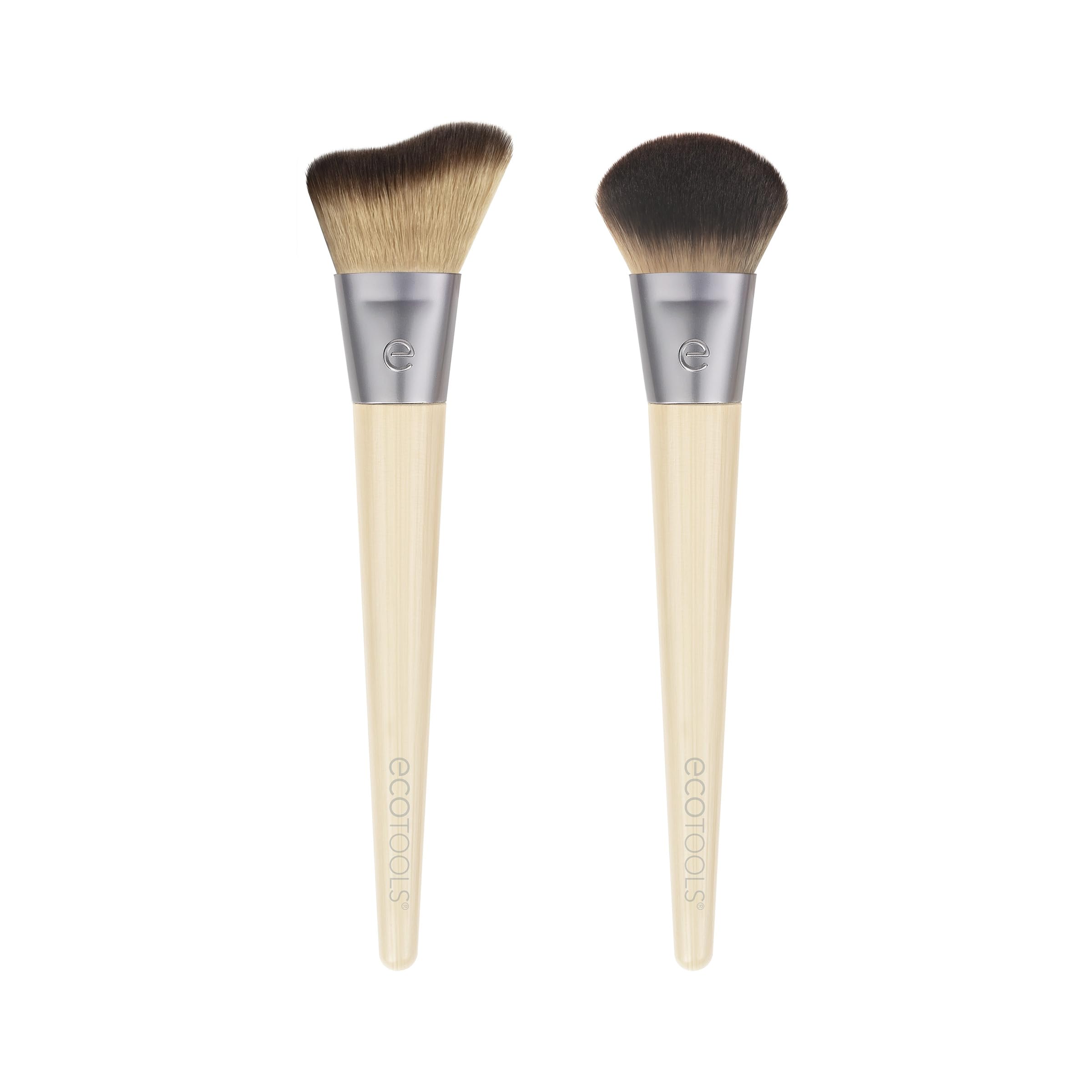 EcoTools Blush + Highlight Brush Duo, Makeup Brushes For Liquid, Cream, & Powder Highlight & Blush, Enhance Natural Skin, Eco-Fr