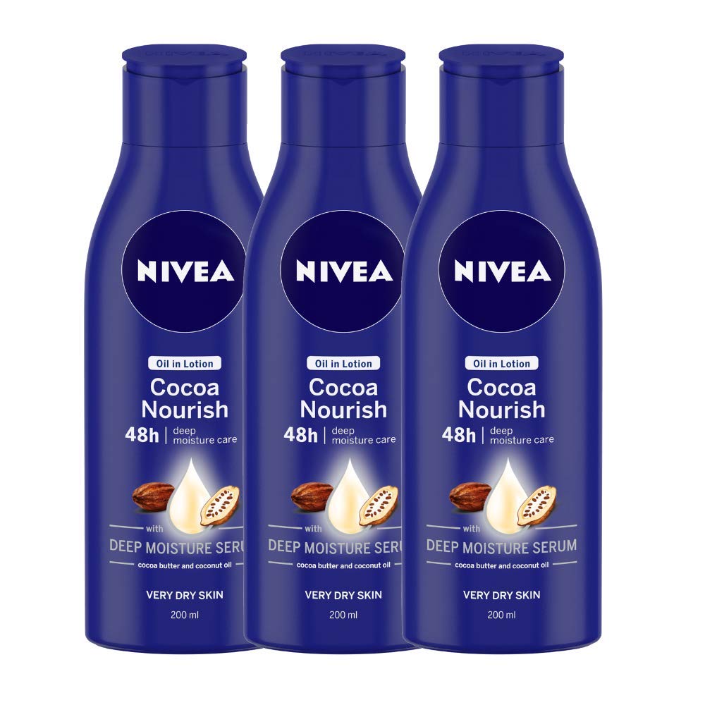 Nivea Cocoa Nourish Oil In Lotion, Pack Of 3 (200Ml, Dry Skin)