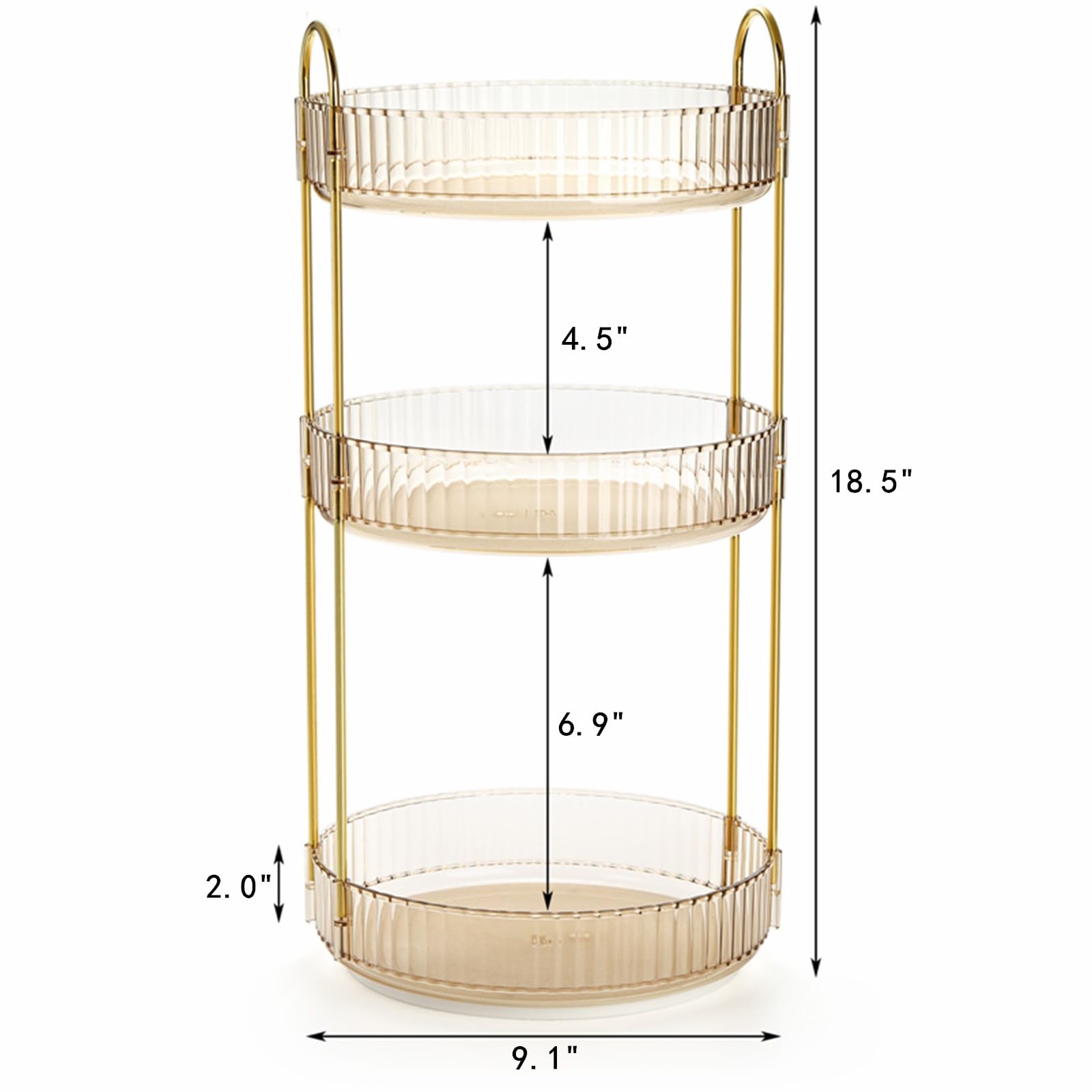 Cididu 360 Rotating Makeup Organizer, 3 Tiers Plastic Bathroom Spinning Holder Rack, Round Lazy Susan Organizer, Large Capacity