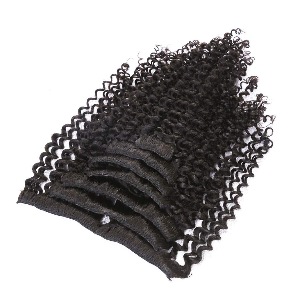 Caliee Natural Looking Real Human Hair Kinky Curly Clip Ins Extensions For African American Black Women, 18 Inch 7 Pcs/120 Gram