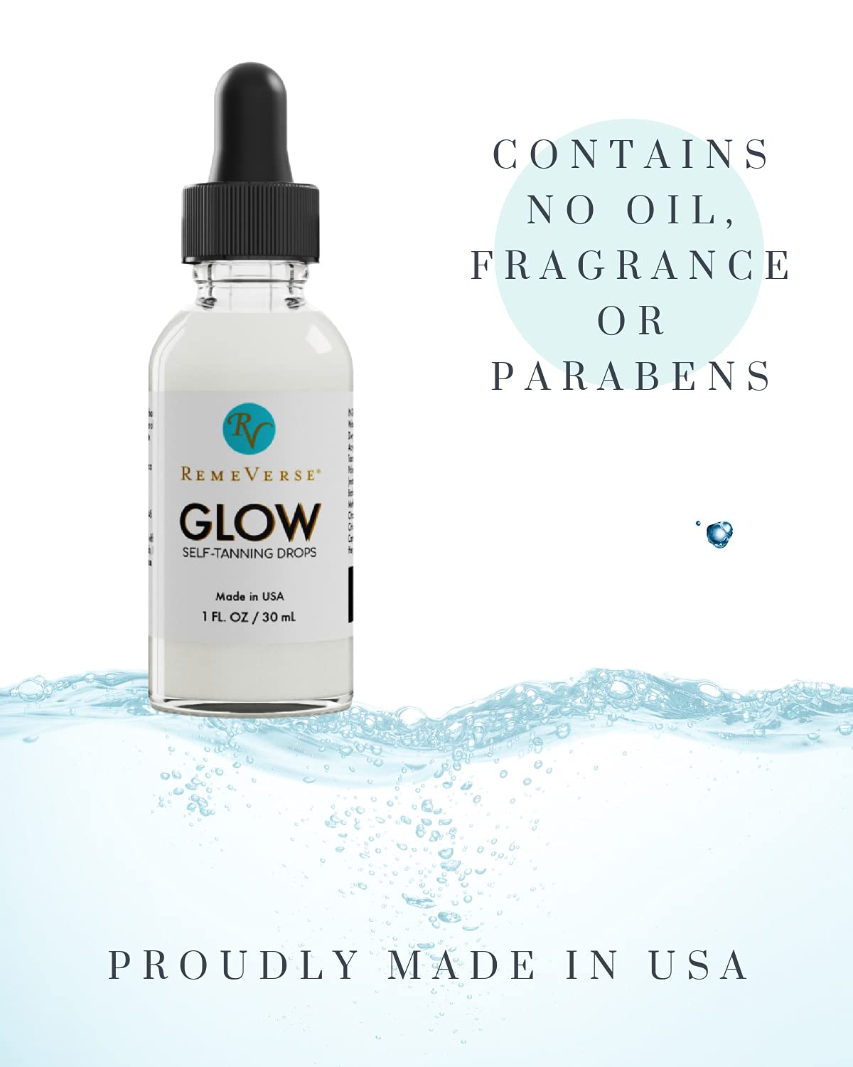 RemeVerse Glow Self-Tanning Drops with Aloe: Sunless Tanner for a Sun-Kissed Glow. Control Your Results by Adding Drops to Your