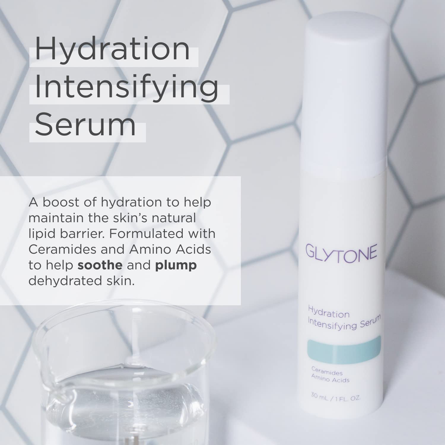 Glytone Hydration Intensifying Serum - Ceramides & Amino Acids - Hydrate & Restore Lipid Barrier - Matte Serum - Fragrance & Par