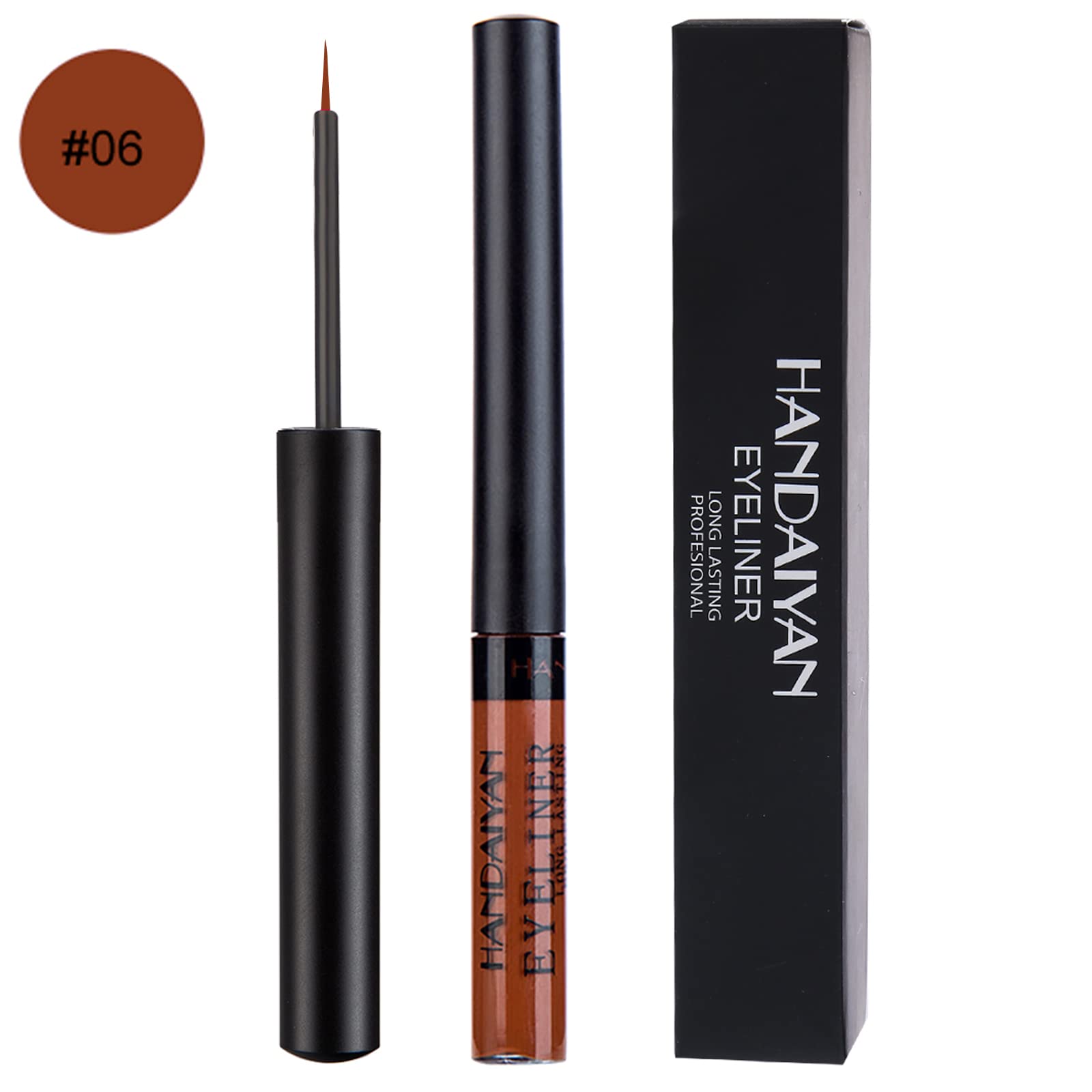 Dekrion Liquid Eyeliner, Matte Colored Eyeliners, Brown Eyeliner, White Black Red Brown Green Purple Waterproof High-Pigmented C