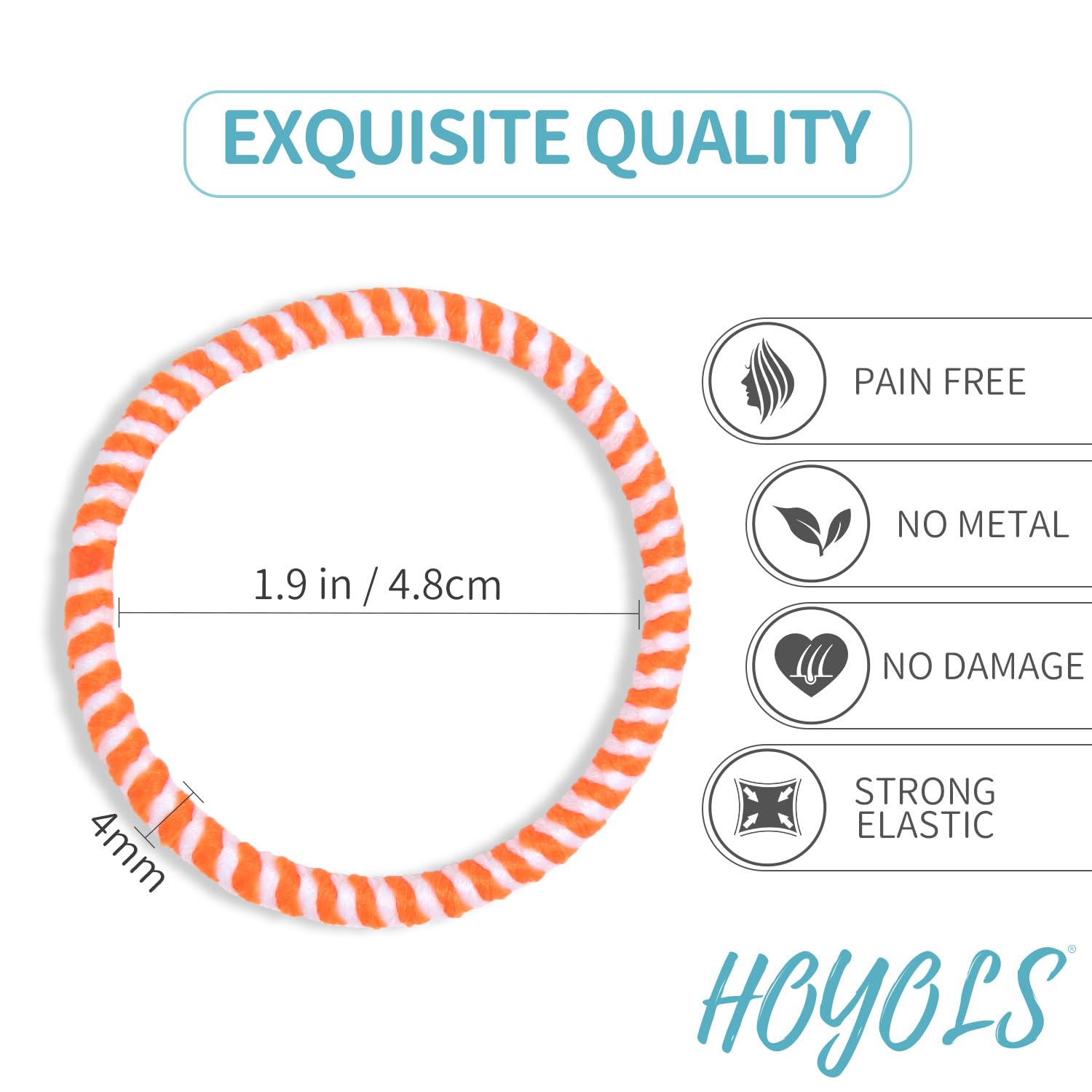 Hoyols Elastic Hair Ties No Damage, 4Mm Hair Bands For Women'S Hair, Thick Ponytail Holders For Girls Men Long Thick Curly Hair