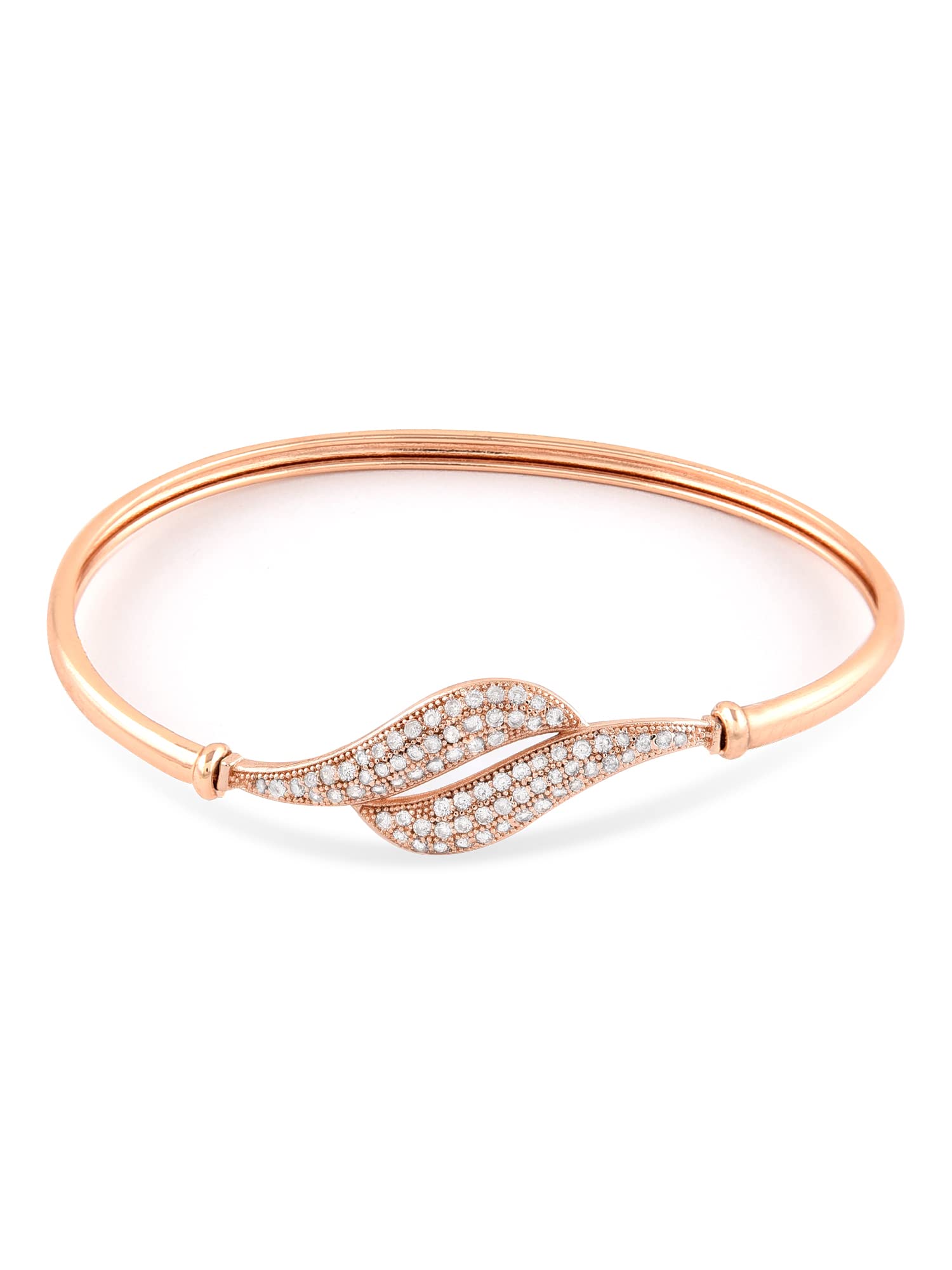 ZAVERI PEARLS Rose Gold Contemporary Cubic Zirconia Bangle Style Brass Kada For WomenZPFK10383