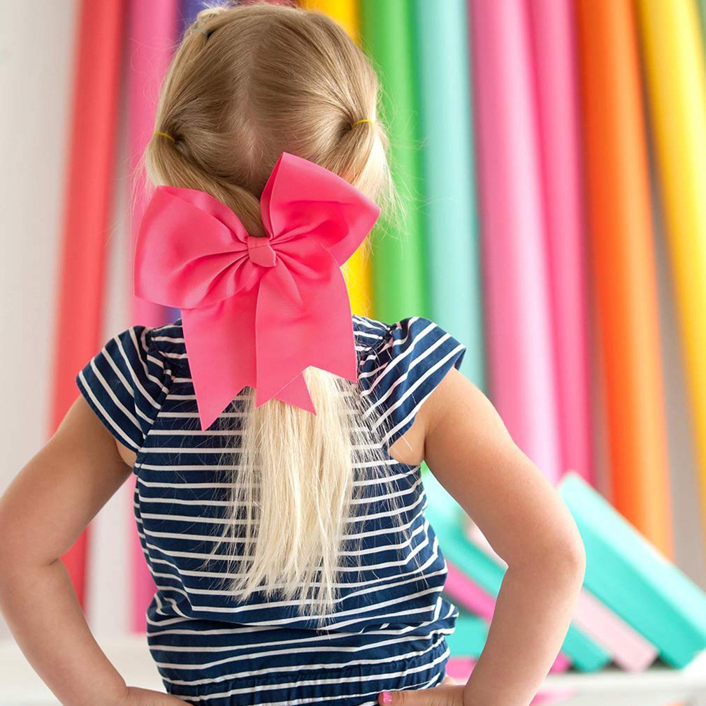 8'' Large Cheer Bows Ponytail Holder Girls Elastic Hair Ties Bulk Pink Accessories For Women Youth Toddler Football Sports