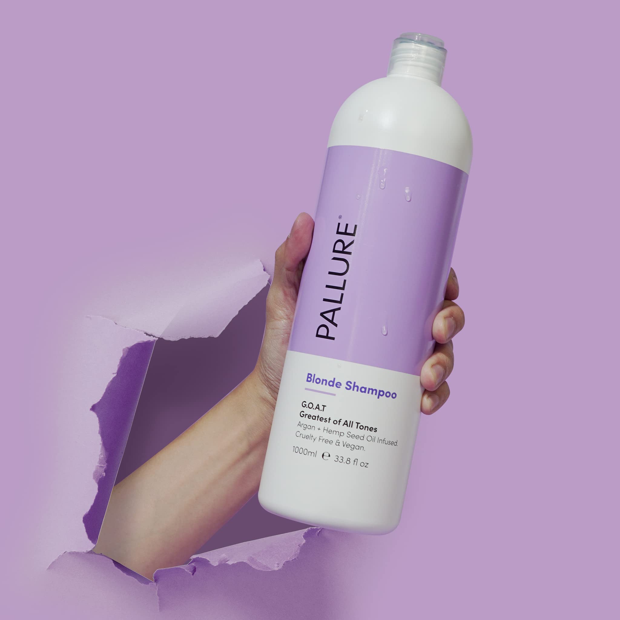 Pallure Blonde Toning Shampoo, Reduces Brassiness And Yellow Tones - For Blonde, Platinum, Bleached, Silver Hair, Vegan and Crue