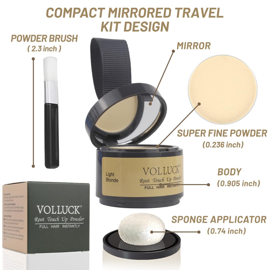 Volluck Root Touch Up Hair Powder Root Cover Up Hairline Shadow Powder Stick, Root Touch Up For Thinning Hair For Women And Men,