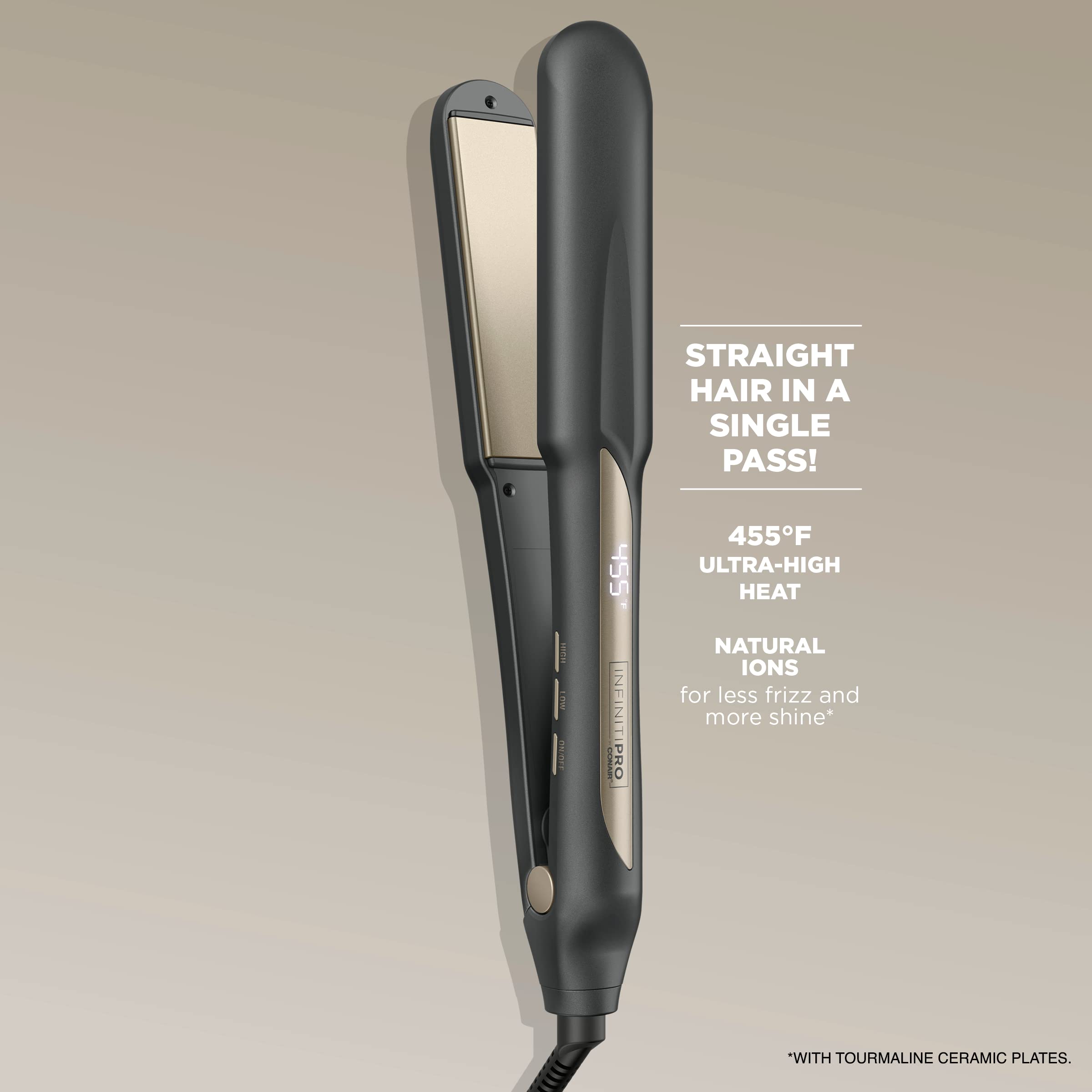 INFINITIPRO BY CONAIR Tourmaline Ceramic Flat Iron, 1 1/4-inch Digital Hair Straightener