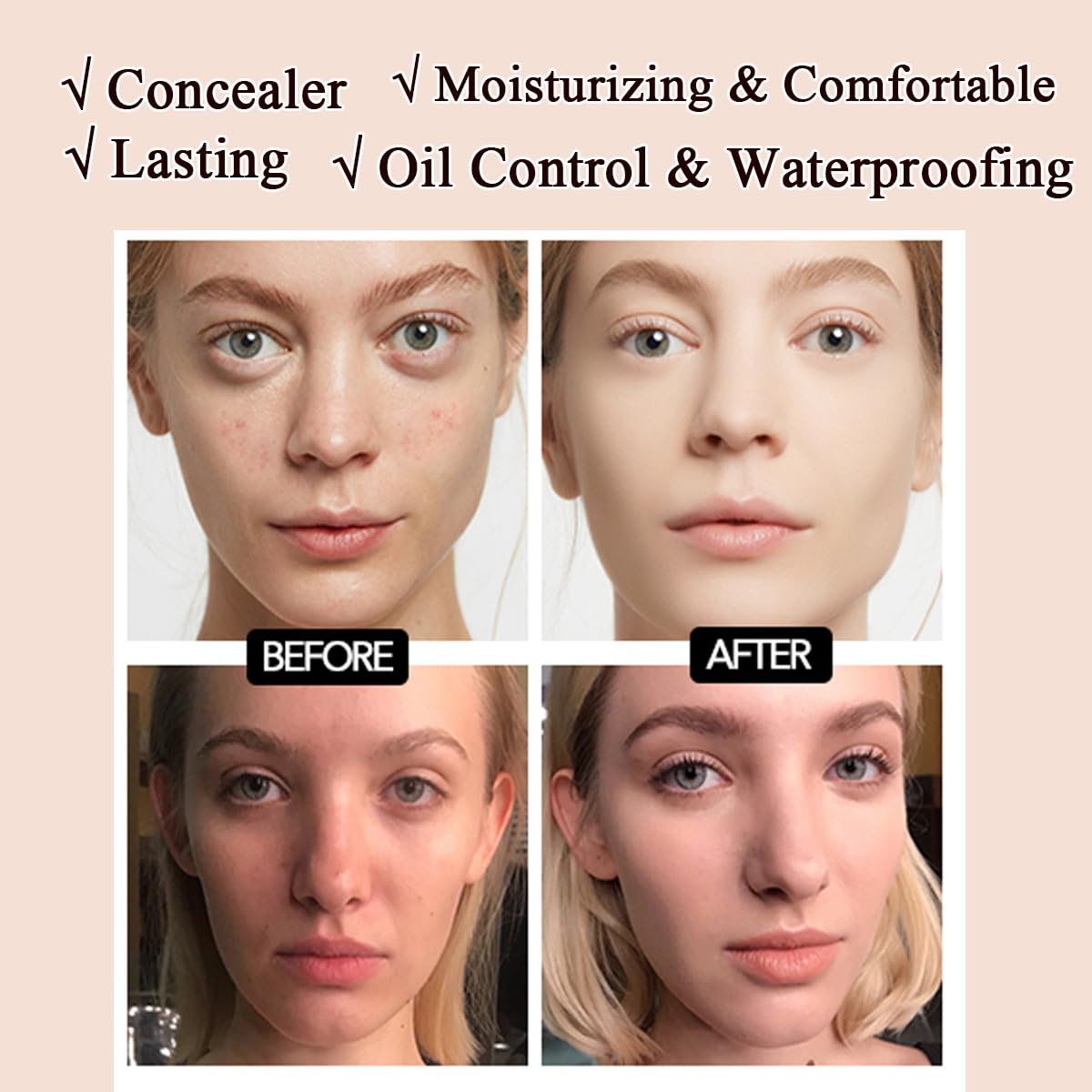 Air Cushion Cc Cream Mushroom Head Foundation,Bb Cream Makeup Foundation,Moisturizing Concealer,Long Lasting Full Coverage Water