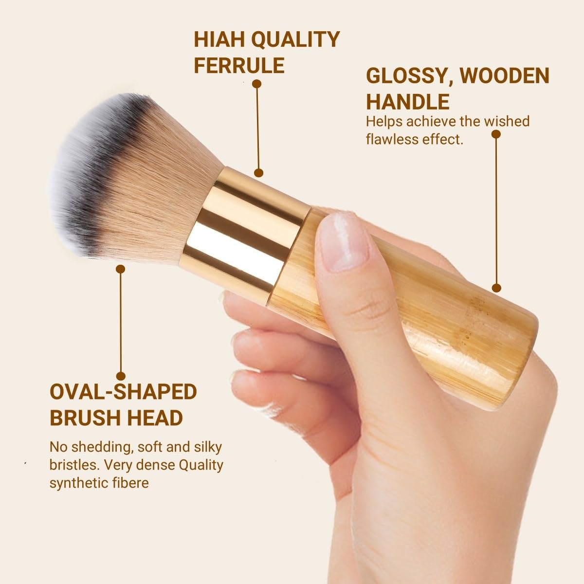 Goerti Bronzer Tan Self Tanning Brush, Vegan Large Kabuki Brush For Powder Foundation Self Tanner Applicator Brush, Professional