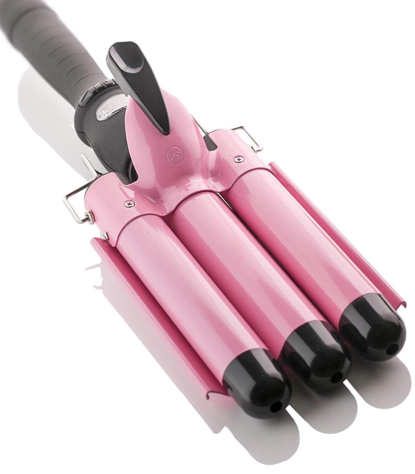 Alure Three Barrel Curling Iron Wand with LCD Temperature Display - 1 Inch Ceramic Tourmaline Triple Barrels, Dual Voltage Crimp