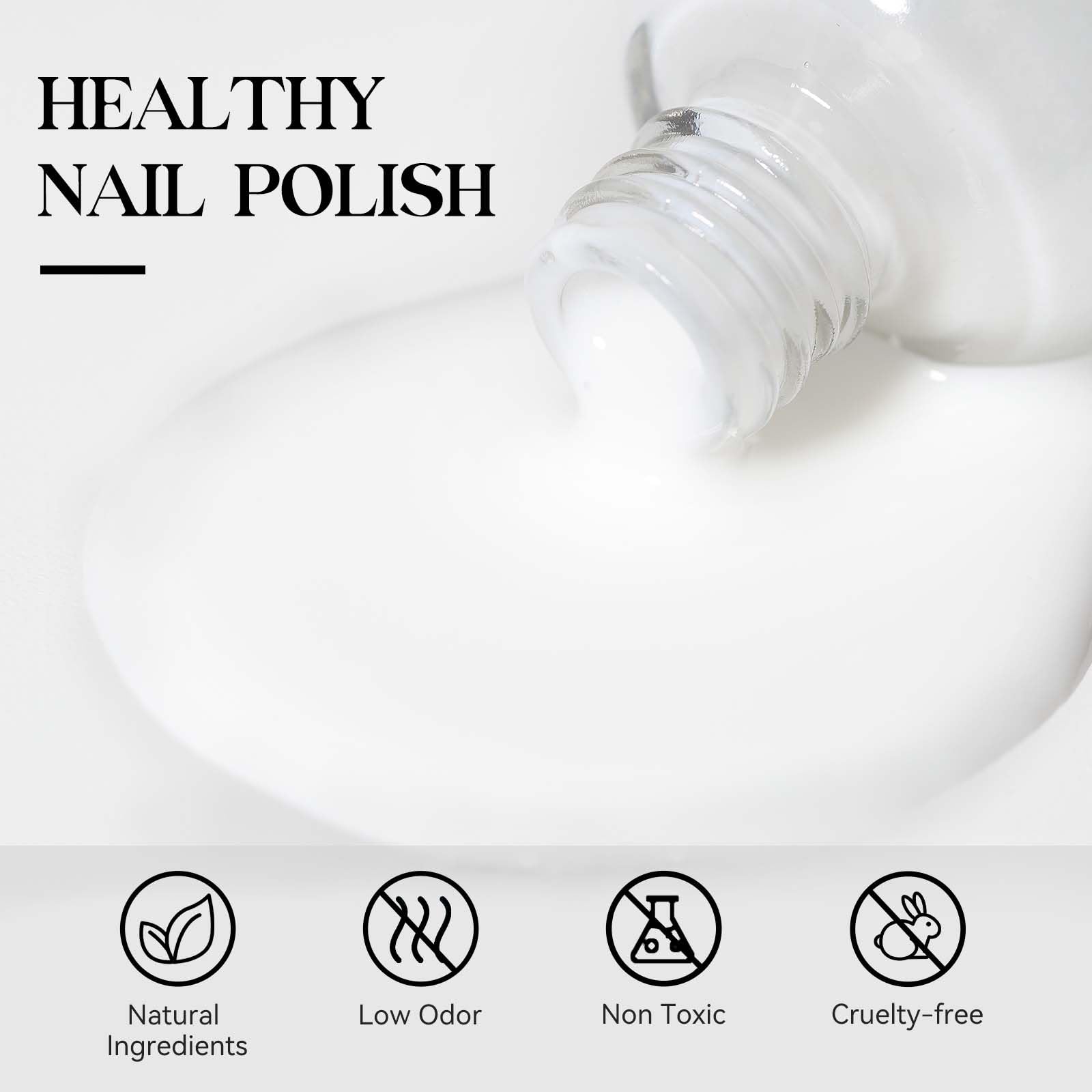 Mizhse Quick Dry Nail Polish, Milky White Nail Polish Air Dry Fast, 15Ml/0.5 Fl Oz Regular Water-Based Nail Lacquer Non Gel Full