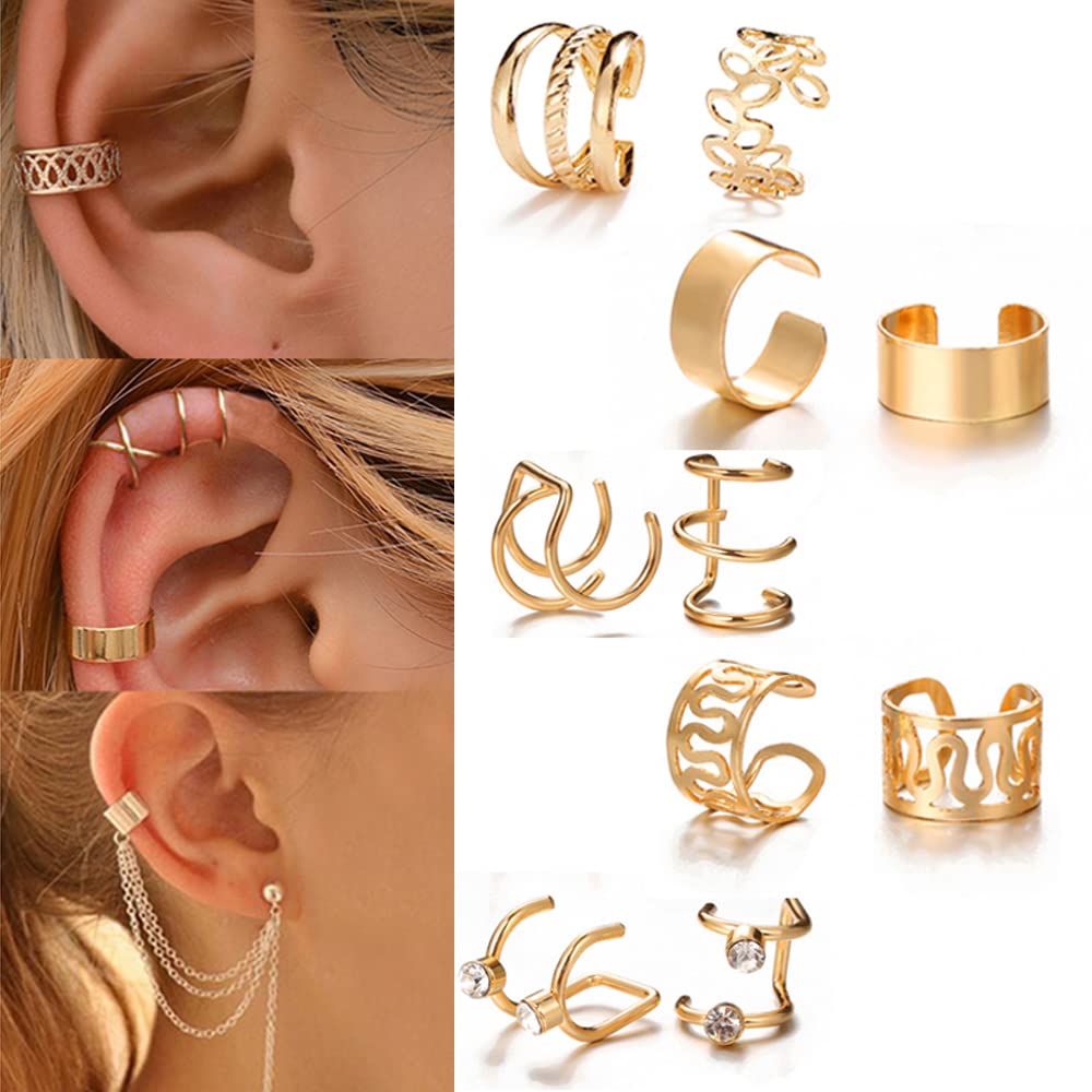 Rustamm 24 Pcs Gold Silver Hair Braids Dreadlock Non-Piercing Ear Clip Beard Beads Cuffs Clip Hair Accessories Styling Fashion J