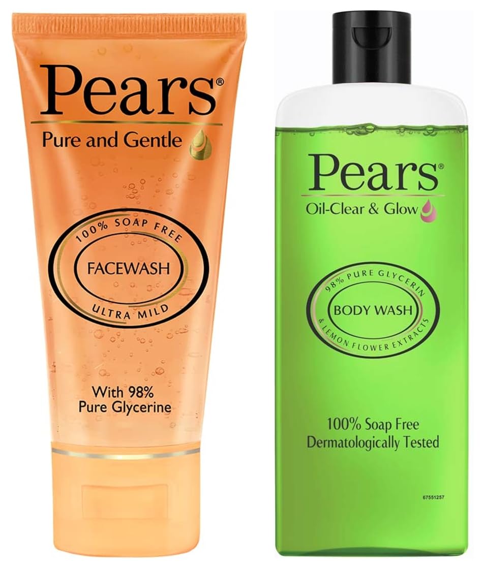Pears Pure And Gentle Daily Cleansing Facewash, Mild Cleanser With Glycerine, Balances Ph, 100% Soap Free, 150 G & Pears Oil Cle