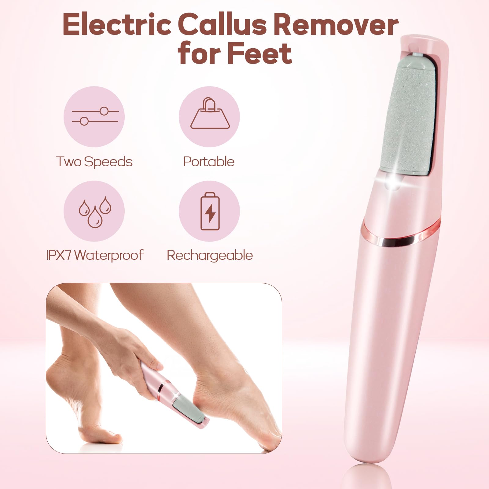Smooth Pedicure Wand, Electric Foot Callus Remover Rechargeable Pedicure Tool Callus Remover For Feet Electronic Foot File, Feet