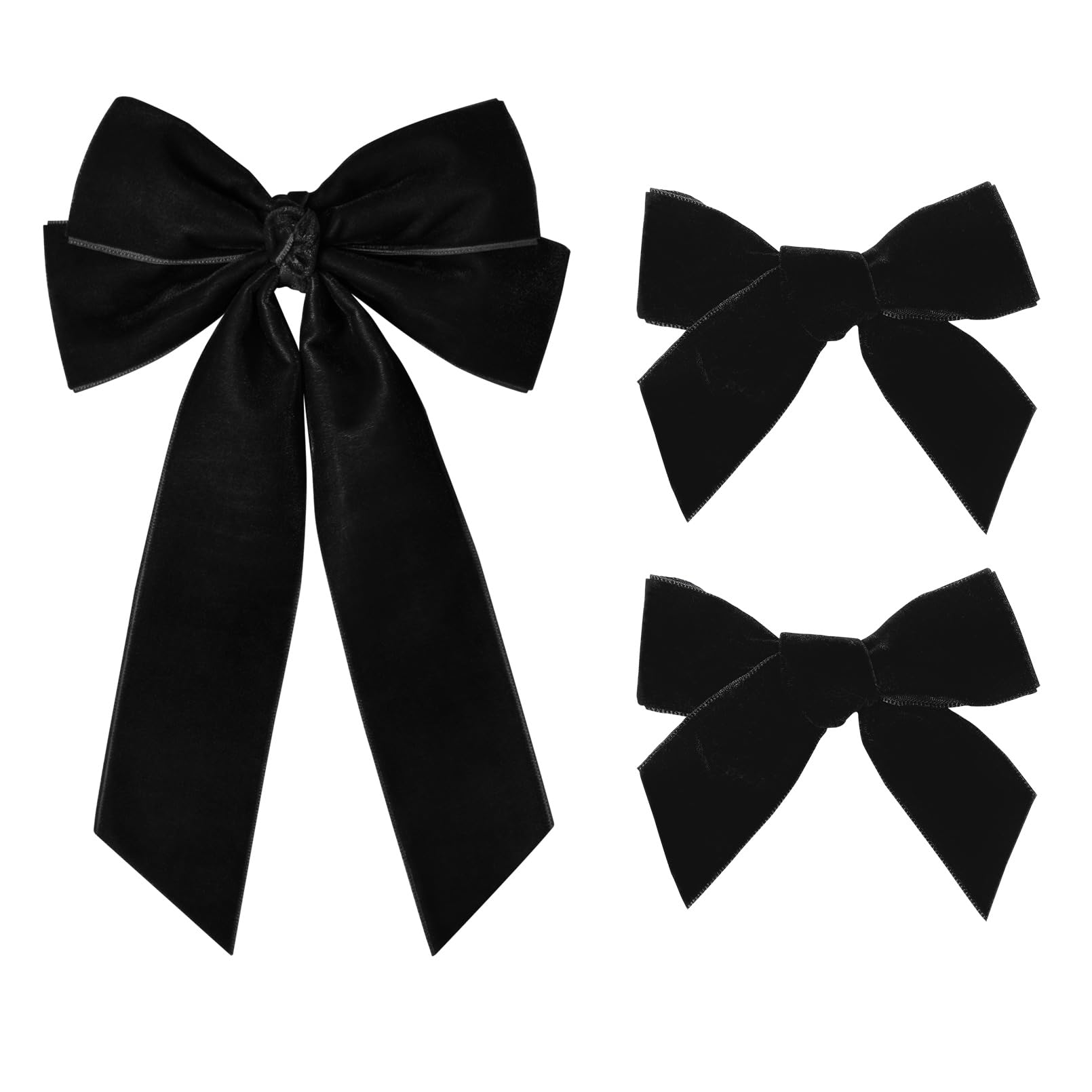 3 PCS Velvet Bows Hair Clip Ribbon Black Accessories Ponytail Holder Hair Bow for Women Girls Toddlers Teens Kids