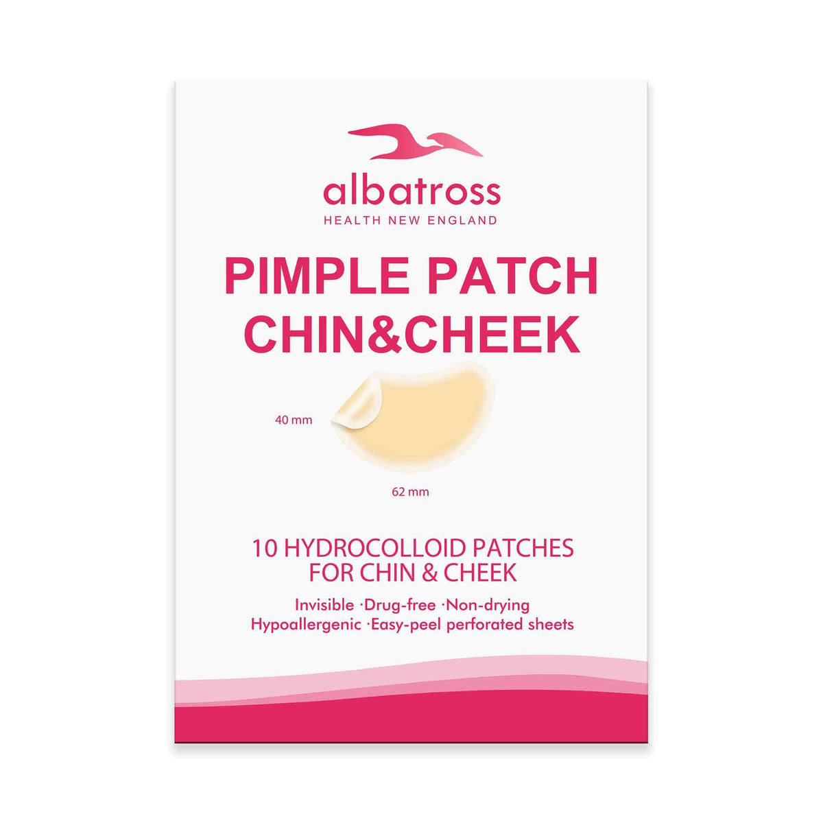 Large Acne Pimple Patches for Face, Chin, Back and Body (10 Counts), Spot Dots Cover by Albatross Health New England, Hydrocollo
